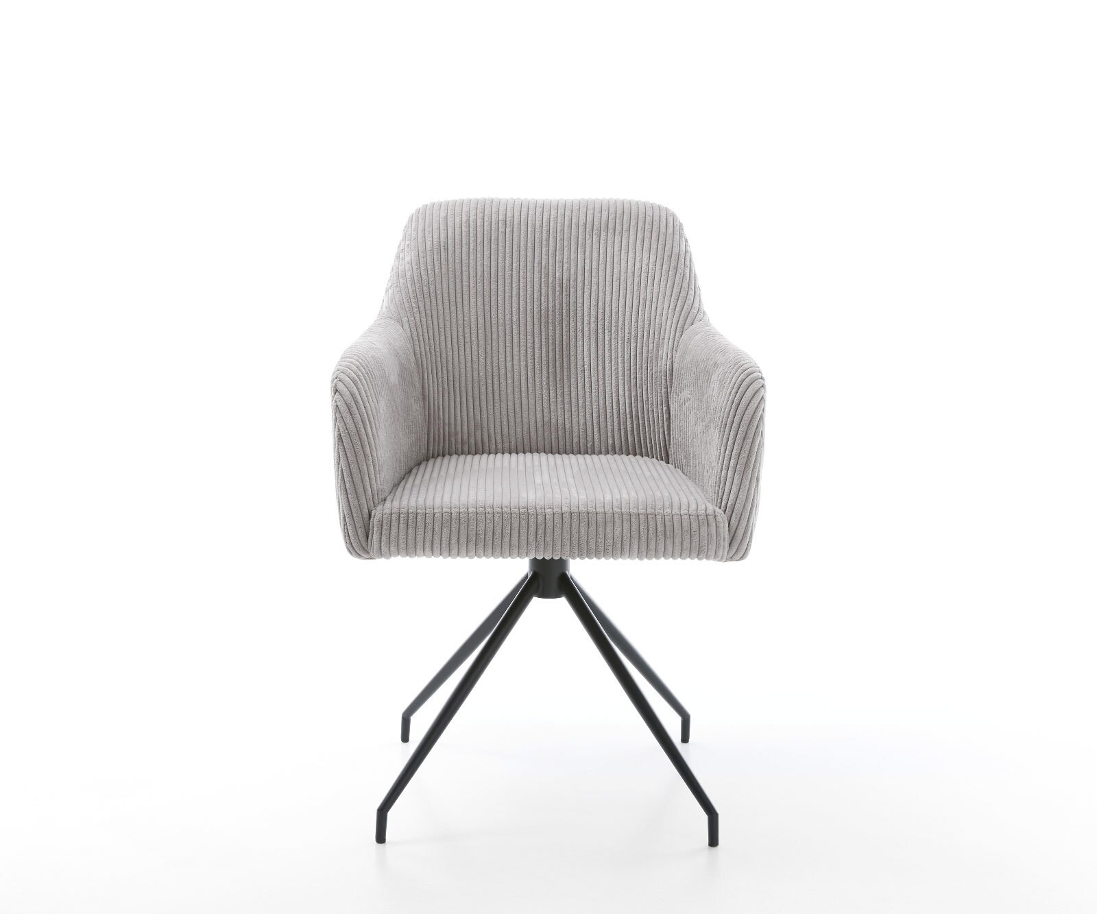 Chaise-de-salle-à-manger Greg-Flex côtelé gris argenté pied croisé conique noir ressorts ensachés 1 Chaise-de-salle-à-manger Greg-Flex côtelé gris argenté pied croisé conique noir ressorts ensachés 1