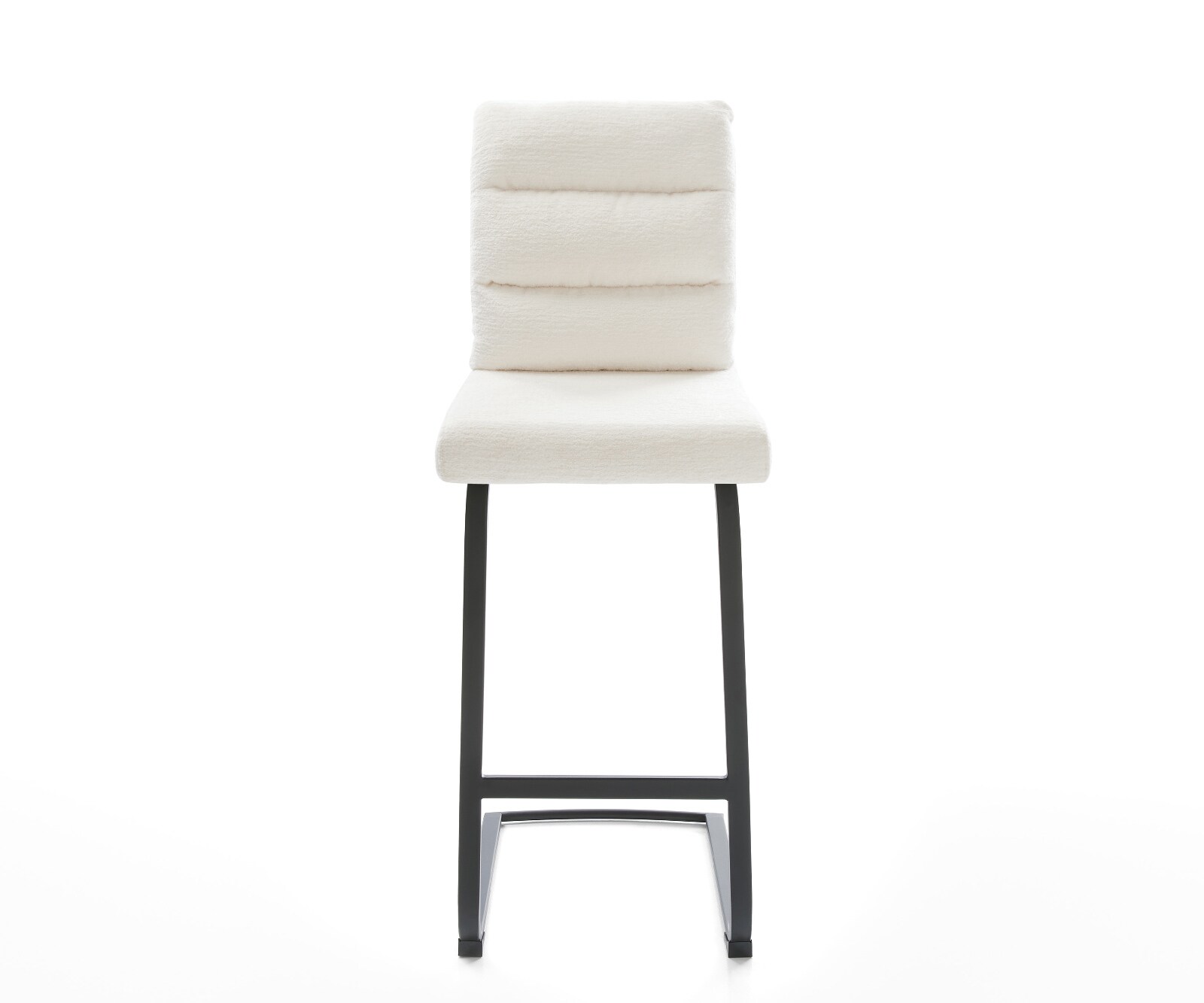 Chaise-de-bar Pela-Flex Bouclé doux Beige Pied cantilever plat noir Noir 2