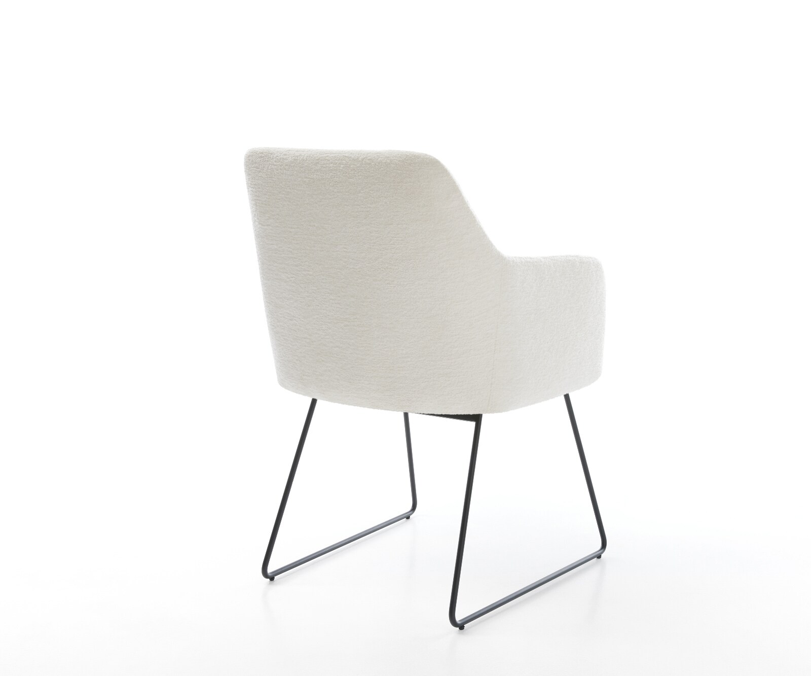 Chaise-de-salle-à-manger Greg-Flex bouclé doux beige pied trapèze noir resorts ensachés 4