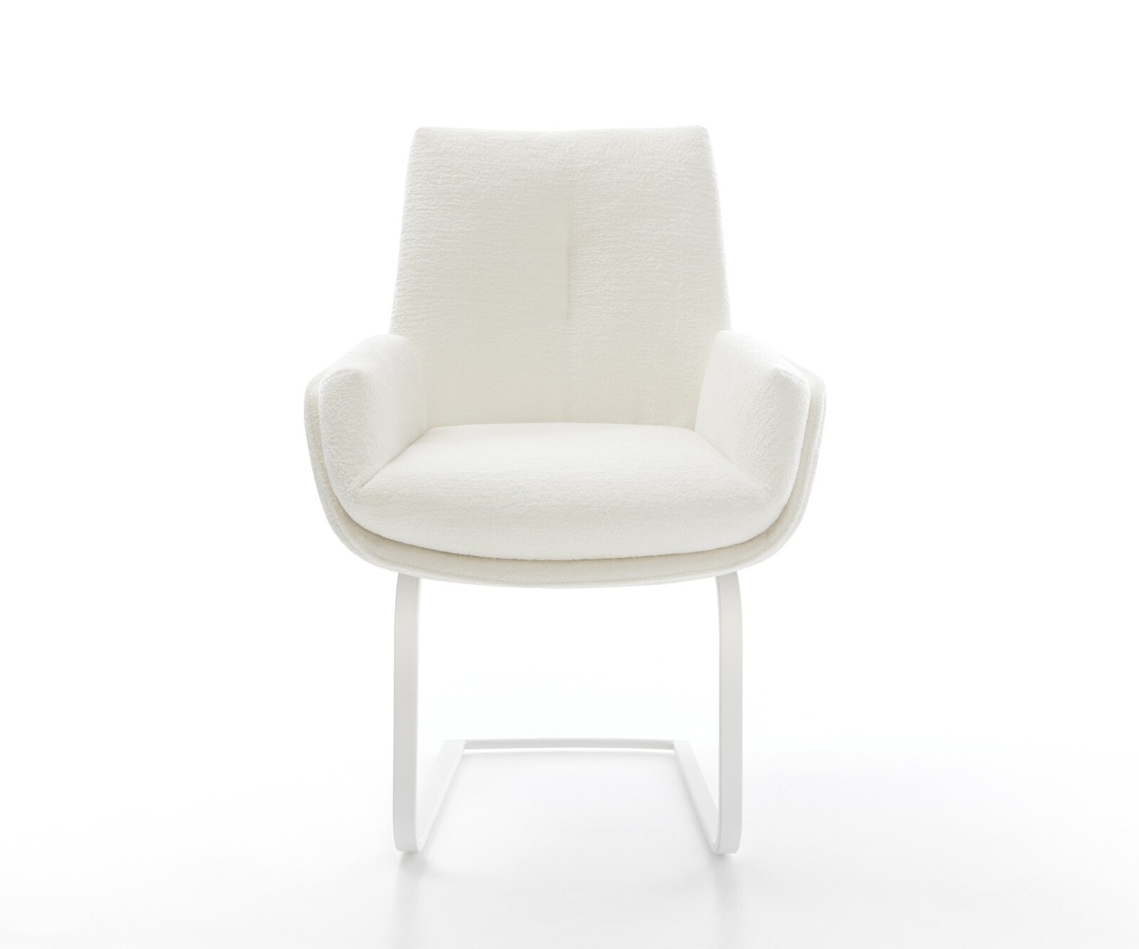 Cantilever Clea-Flex bouclé doux beige pied cantilever plat blanc 2