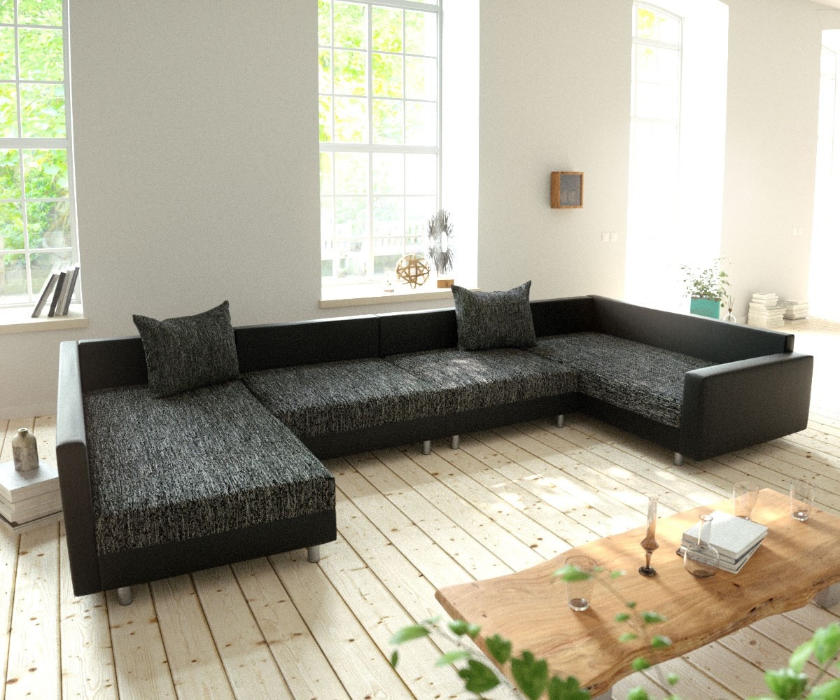 Canapé-Panoramique Clovis XL Noir avec accoudoir modulable 4