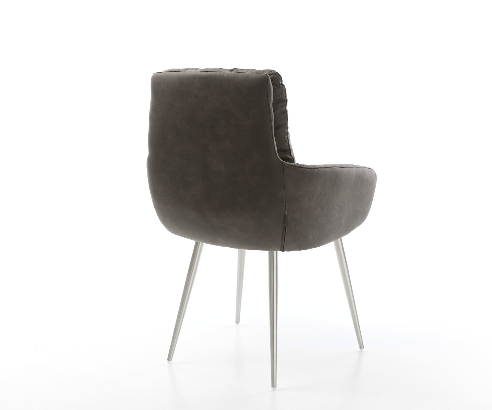 Chaise-de-salle-à-manger Abelia-Flex avec accoudoirs microvelours anthracite vintage 4 pieds coniques acier inoxydable brossé 5