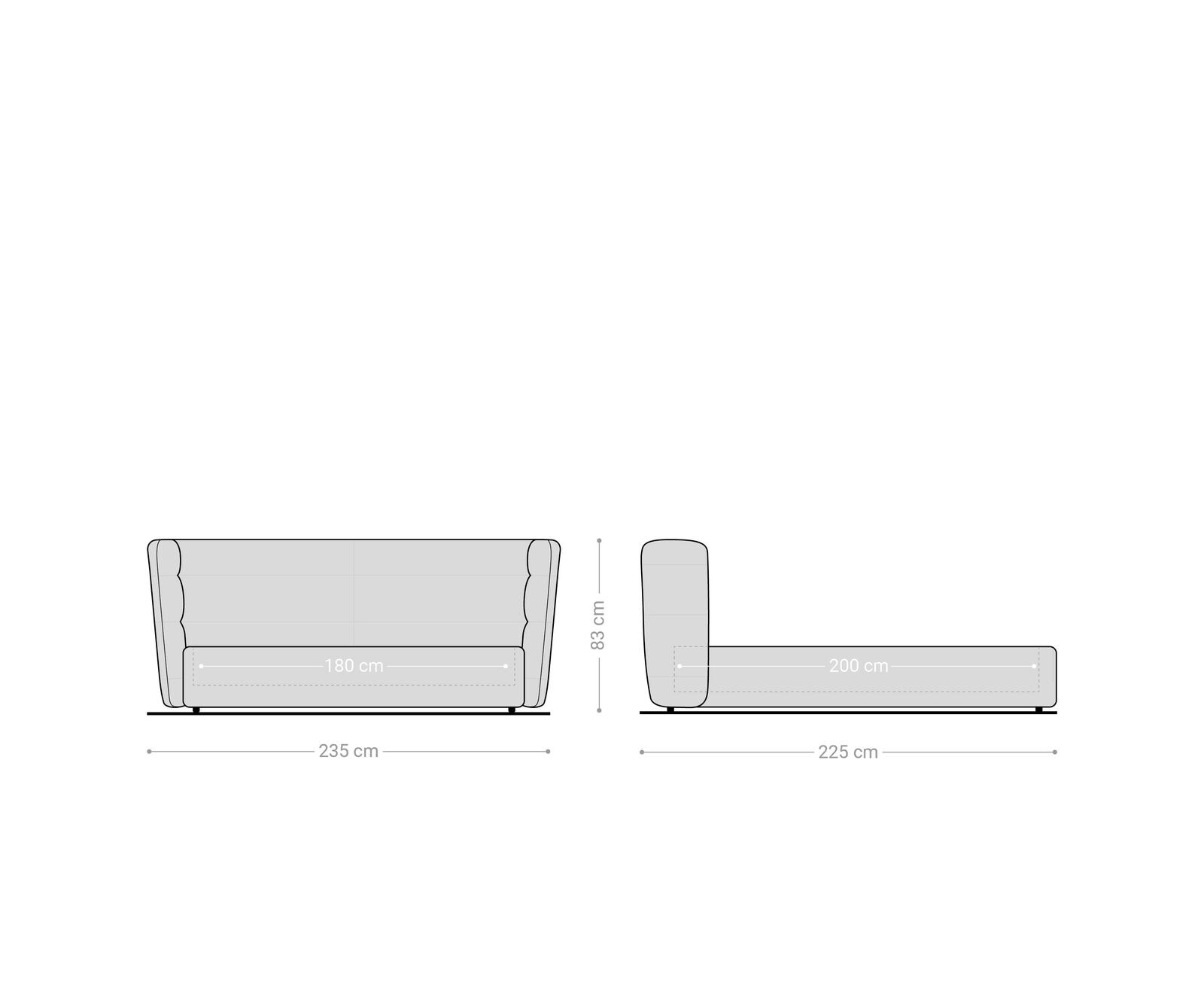 Sommier rembourré Simea 180x200 cm Bouclé Gris Argenté 9