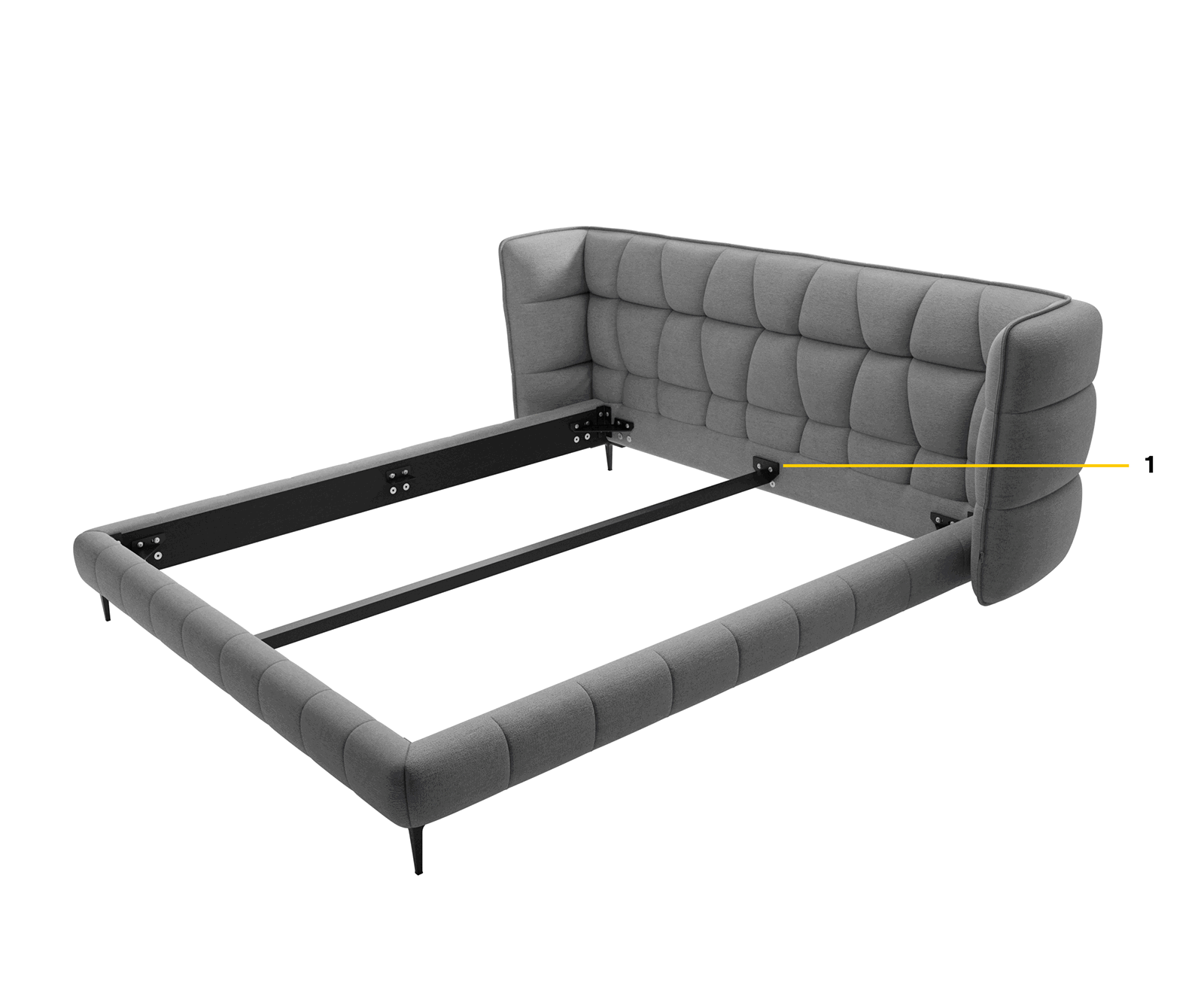 Sommier rembourré Capujo 140x200 cm Bouclé Gris Argenté 5