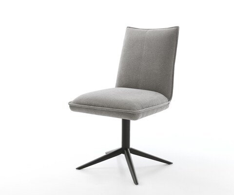 Chaise-pivotante Lelio-Flex tissu structuré doux gris pied de chaise 4 branches noir pivotement sur 360° fonction bascule resorts ensachés