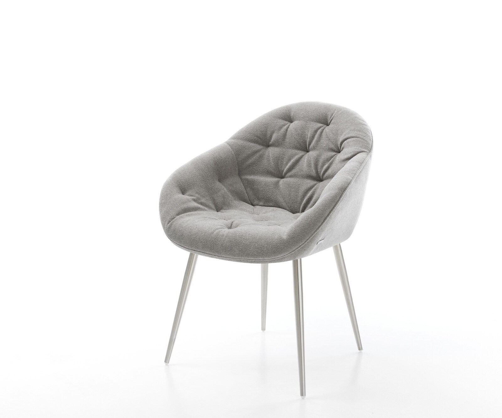 Chaise-de-salle-à-manger Gaio-Flex tissu structuré doux gris 4 pieds coniques acier inoxydable