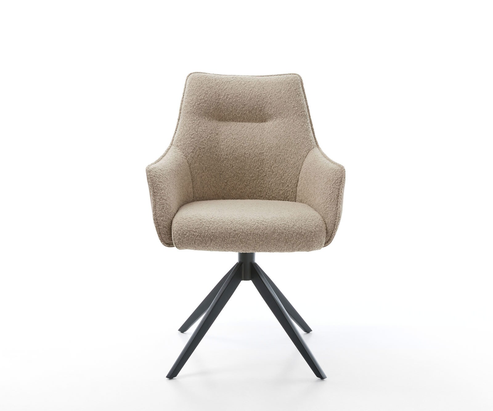 Chaise-pivotante Alja-Flex avec accoudoirs tissu mixte couleur boue pied croisé large noir pivotement sur 360° ressorts ensachés 1