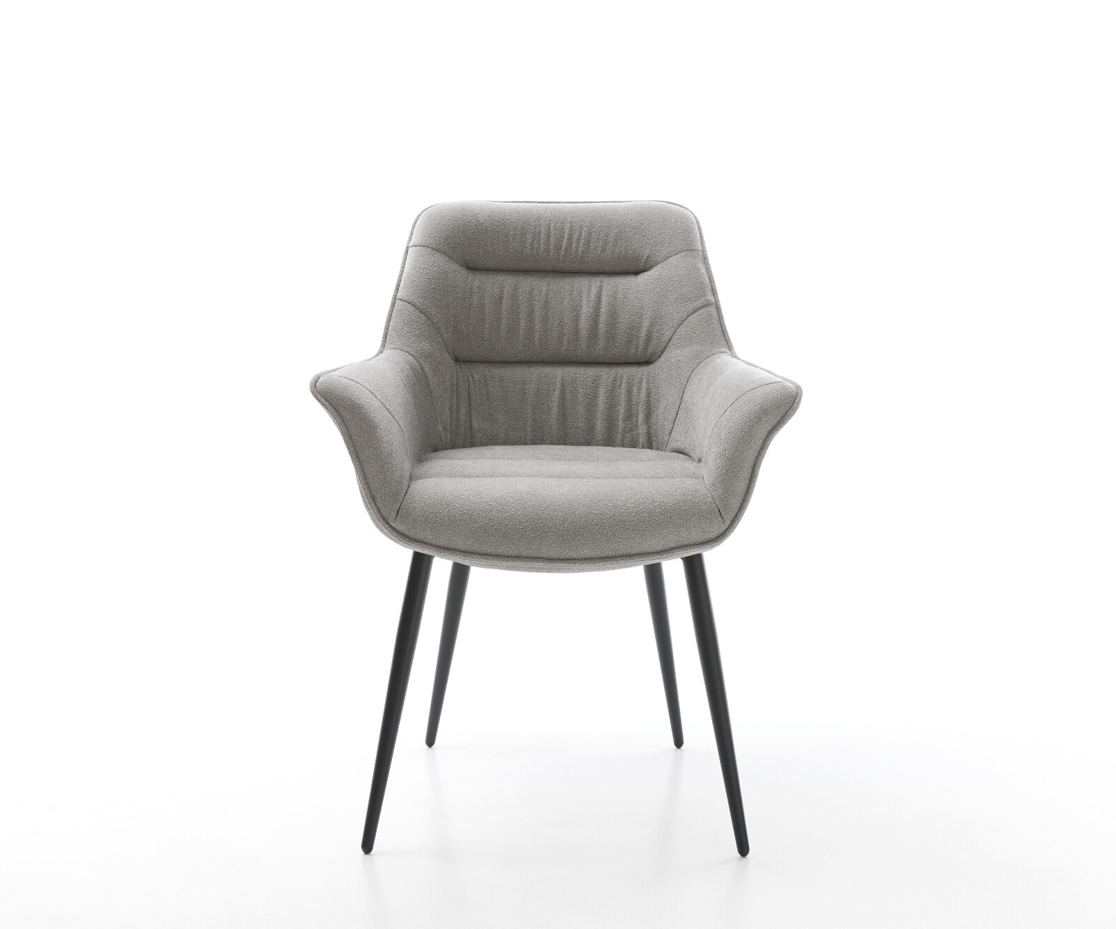 Chaise-de-salle-à-manger Kaira-Flex tissu structuré doux gris 4 pieds coniques noir 1