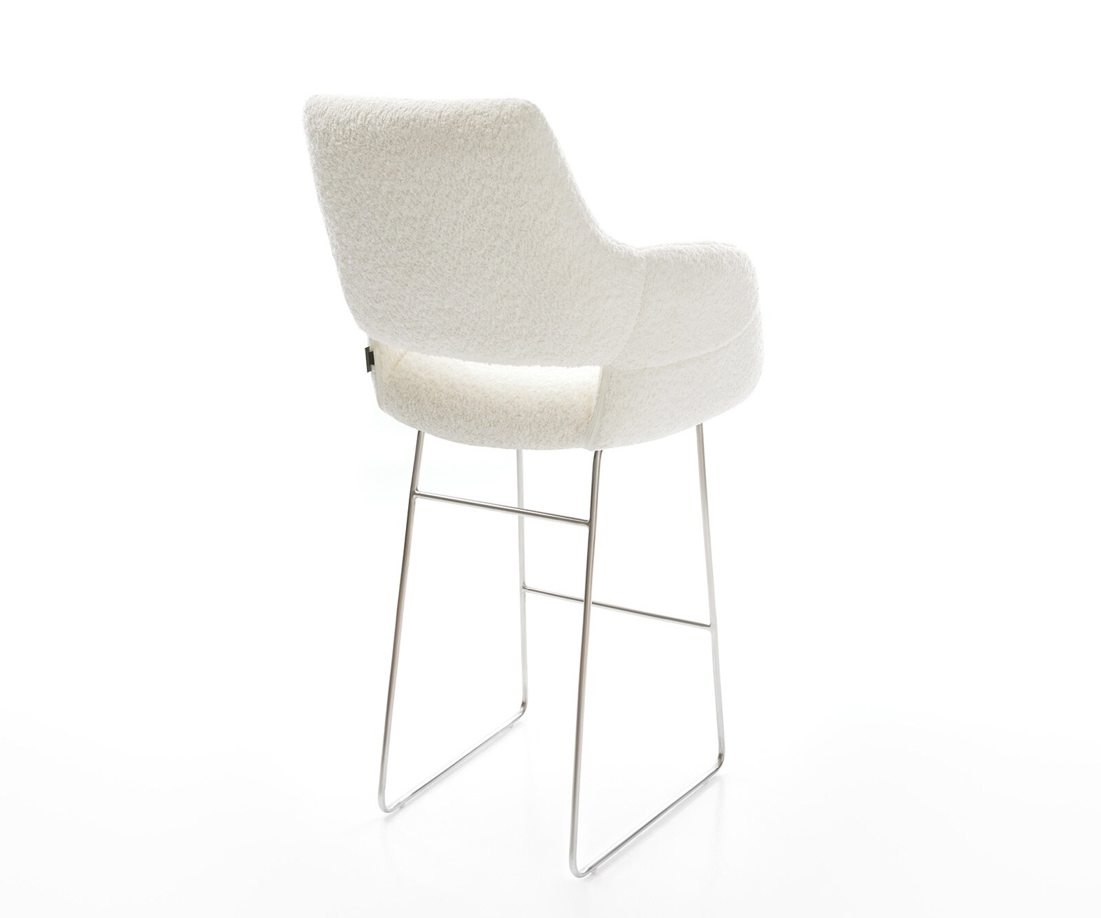 Chaise-de-bar Yago-Flex Bouclé Blanc Piètement traîneau acier inoxydable Ressorts ensachés 4