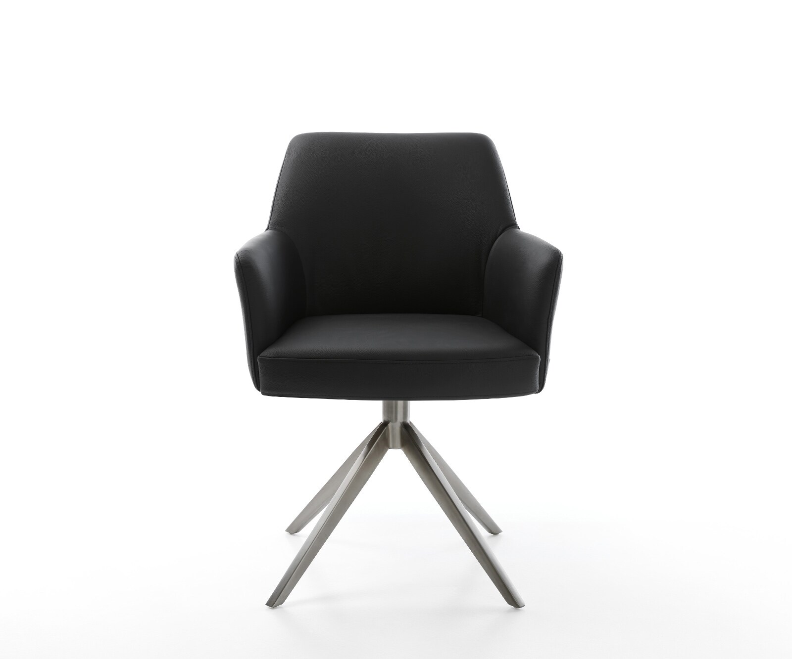 Chaise-pivotante Xana-Flex avec accoudoirs cuir de vache noir pied croisé large grafiete pivotement sur 360° fonction bascule ressorts ensachés 2