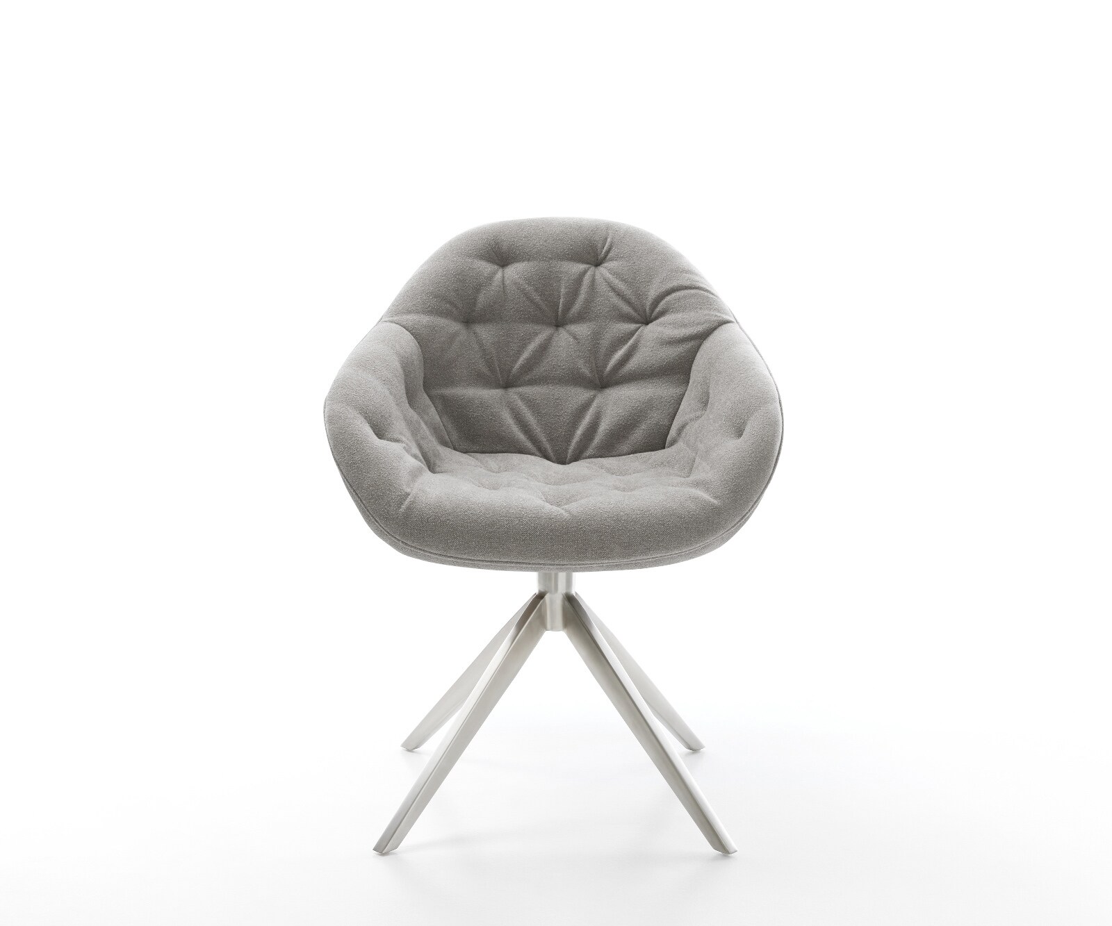 Chaise-pivotante Gaio-Flex tissu structuré doux gris pied croisé large acier inoxydable pivotement sur 360° fonction bascule 2