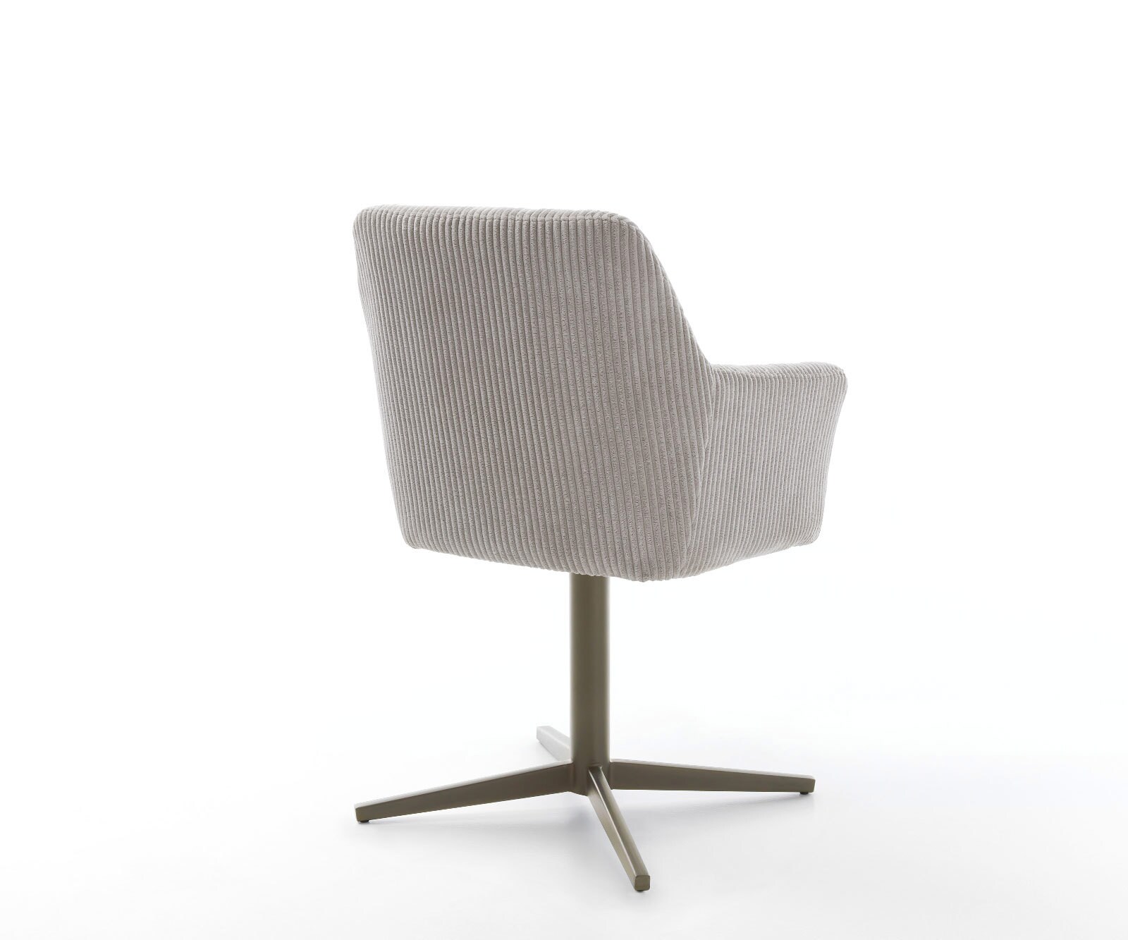 Chaise-pivotante Xana-Flex avec accoudoirs côtelé gris argenté pied de chaise 4 branches aspect titane pivotement sur 360° ressorts ensachés 4