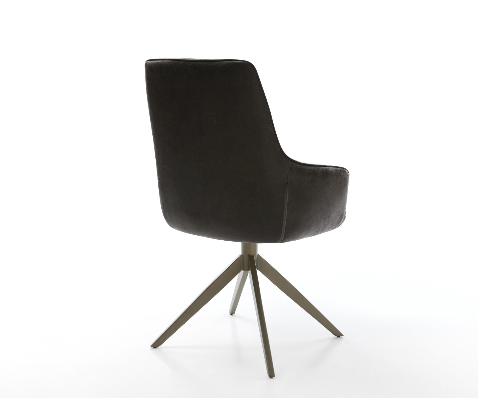 Chaise-pivotante Zelia-Flex avec accoudoirs microfibre antracite vintage pied croisé large aspect titane pivotement sur 360° fonction bascule ressorts ensachés 5