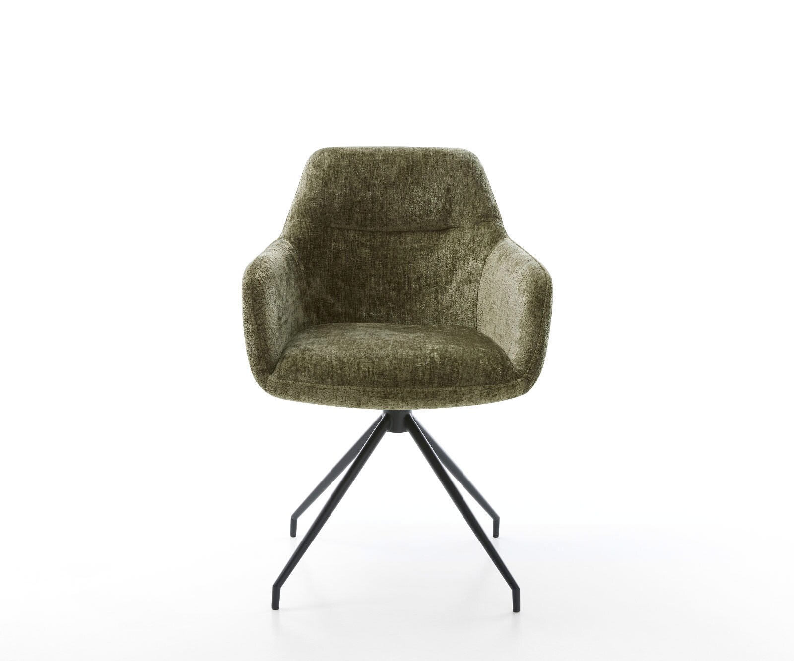Chaise-pivotante Pejo-Flex chenille olive pied croisé conique noir pivotement sur 180° ressorts ensachés 1