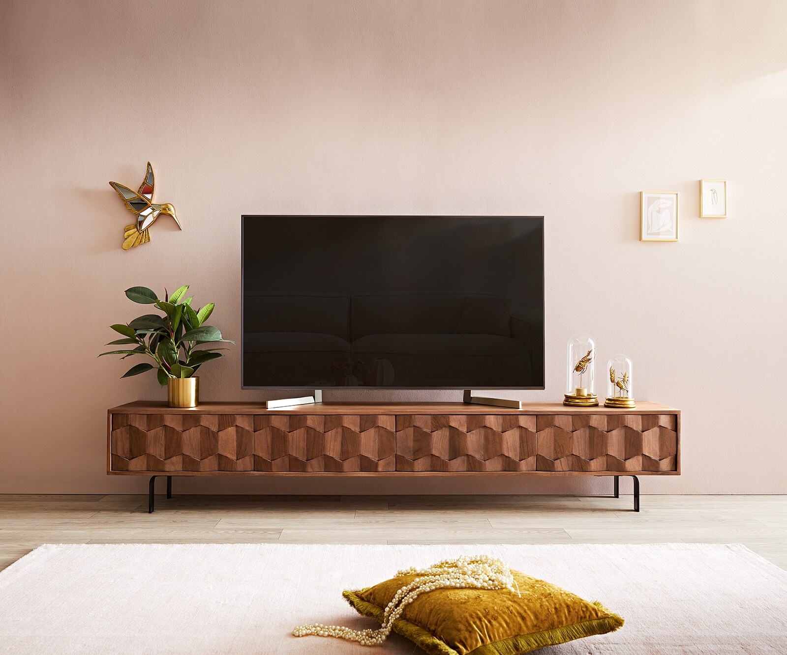 Buffet bas Fevo 220 cm acacia marron 4 portes 1