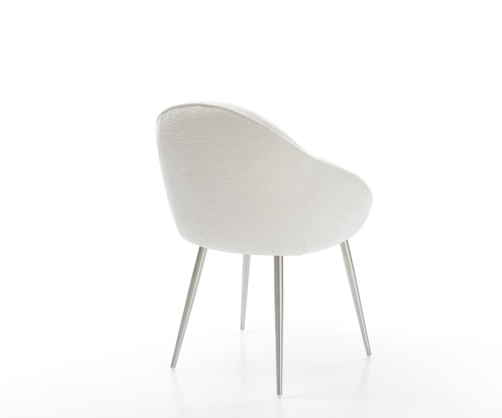 Chaise-de-salle-à-manger Gaio-Flex bouclé doux beige 4 pieds coniques acier inoxydable 4