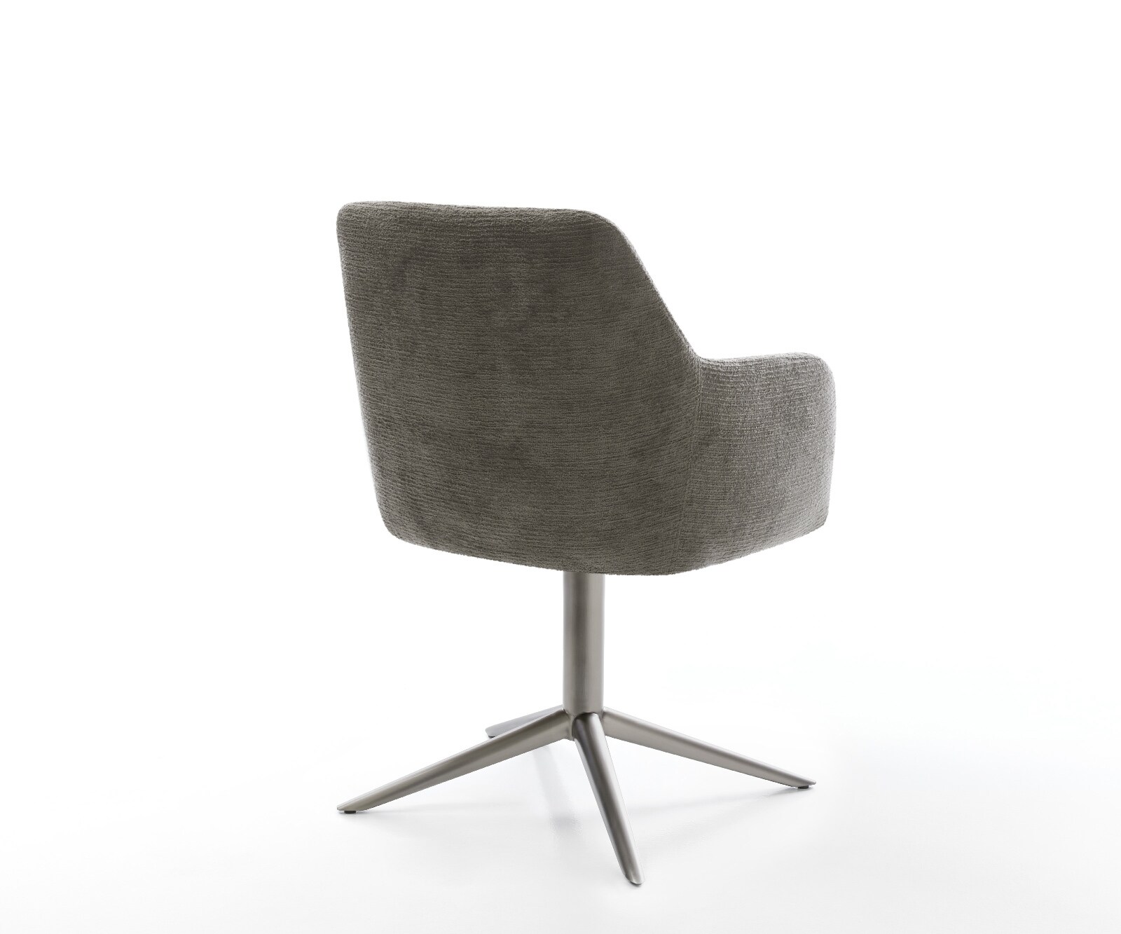 Chaise-pivotante Greg-Flex bouclé doux couleur boue pied de chaise 4 branches grafiete pivotement sur 360° fonction bascule resorts ensachés 4
