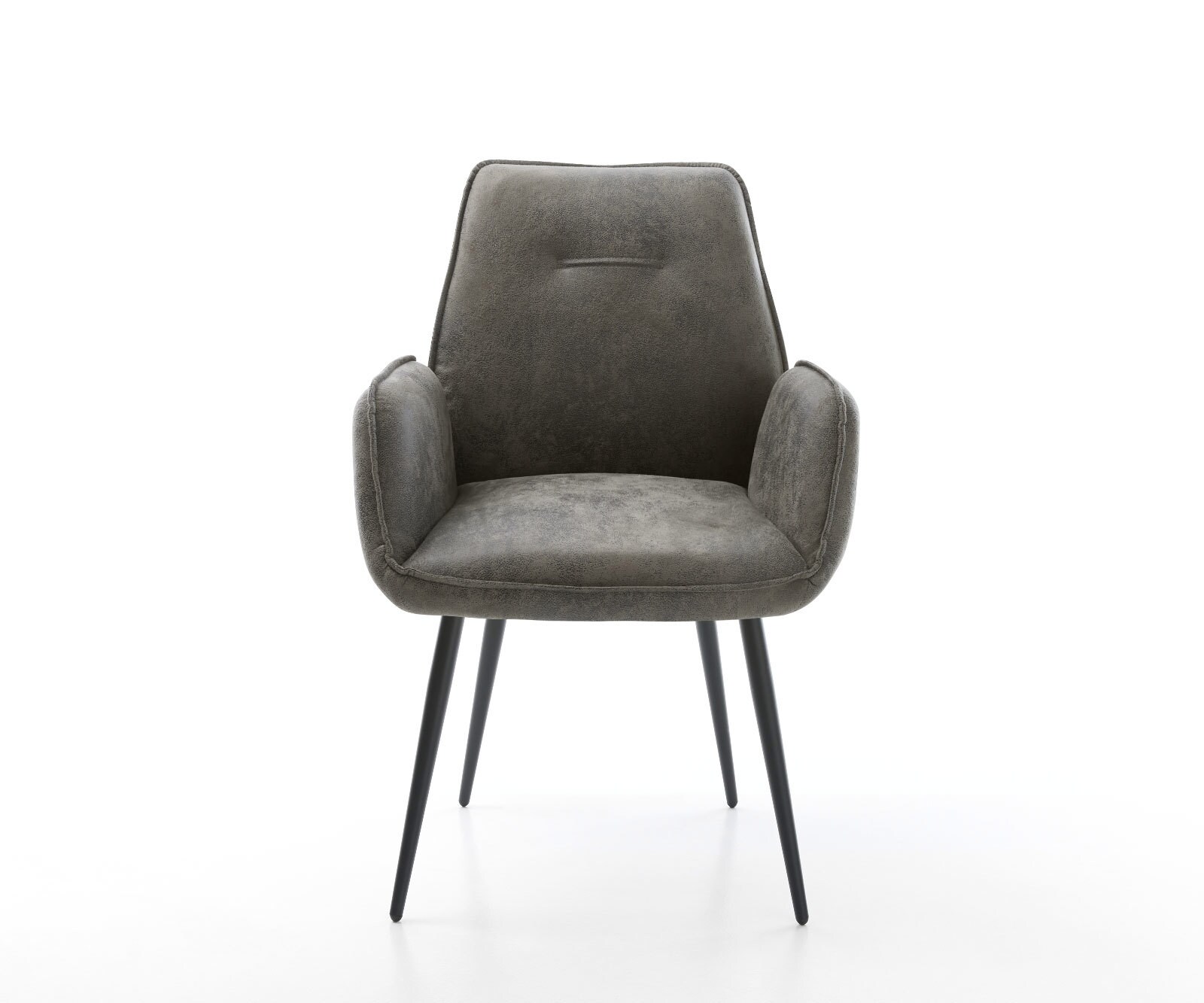 Chaise-de-salle-à-manger Zoa-Flex microvelours gris antique 4 pieds coniques noir ressorts ensachés 1