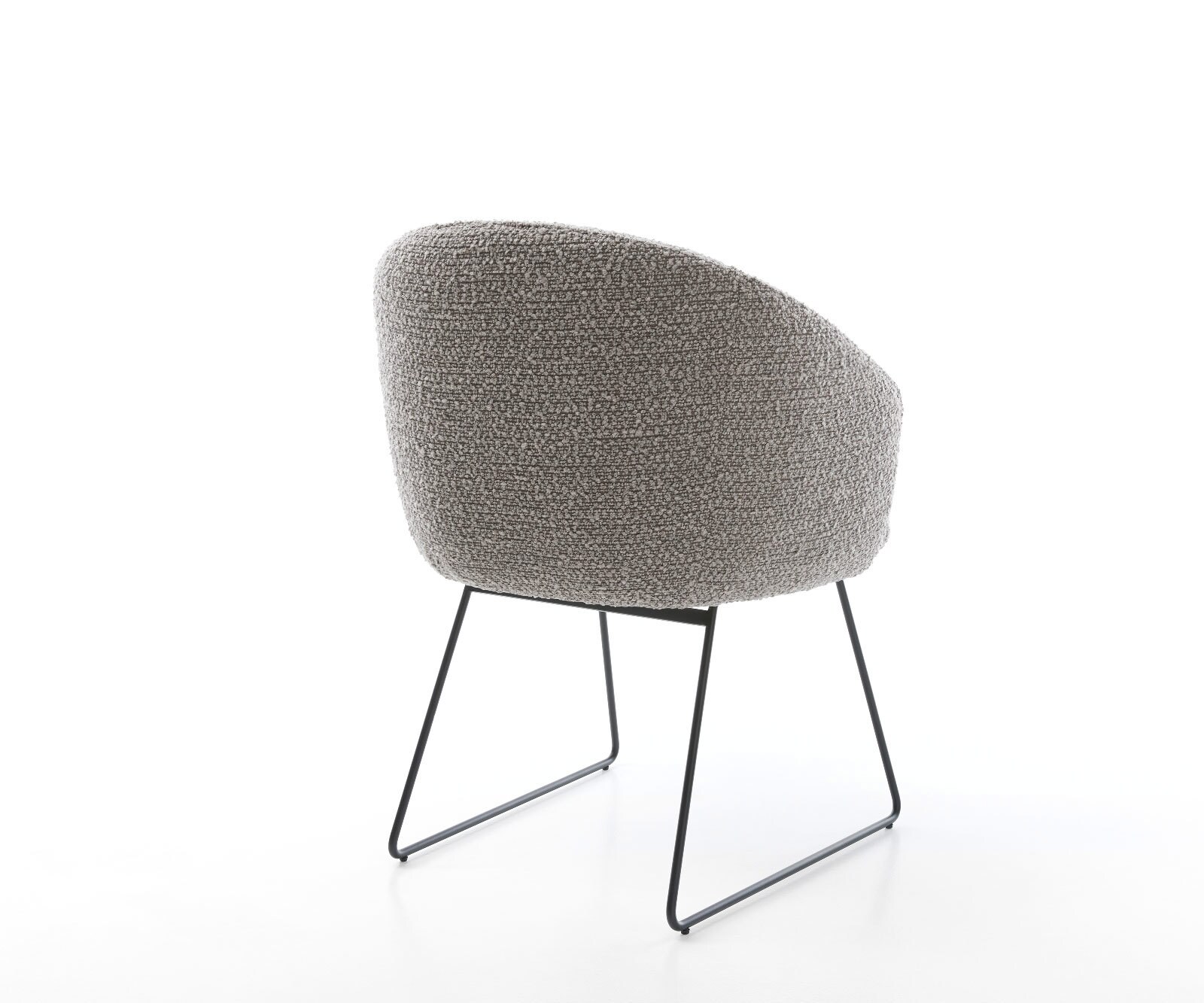 Chaise-de-salle-à-manger Caja-Flex avec accoudoirs bouclé gris argenté pied trapèze noir ressorts ensachés 4