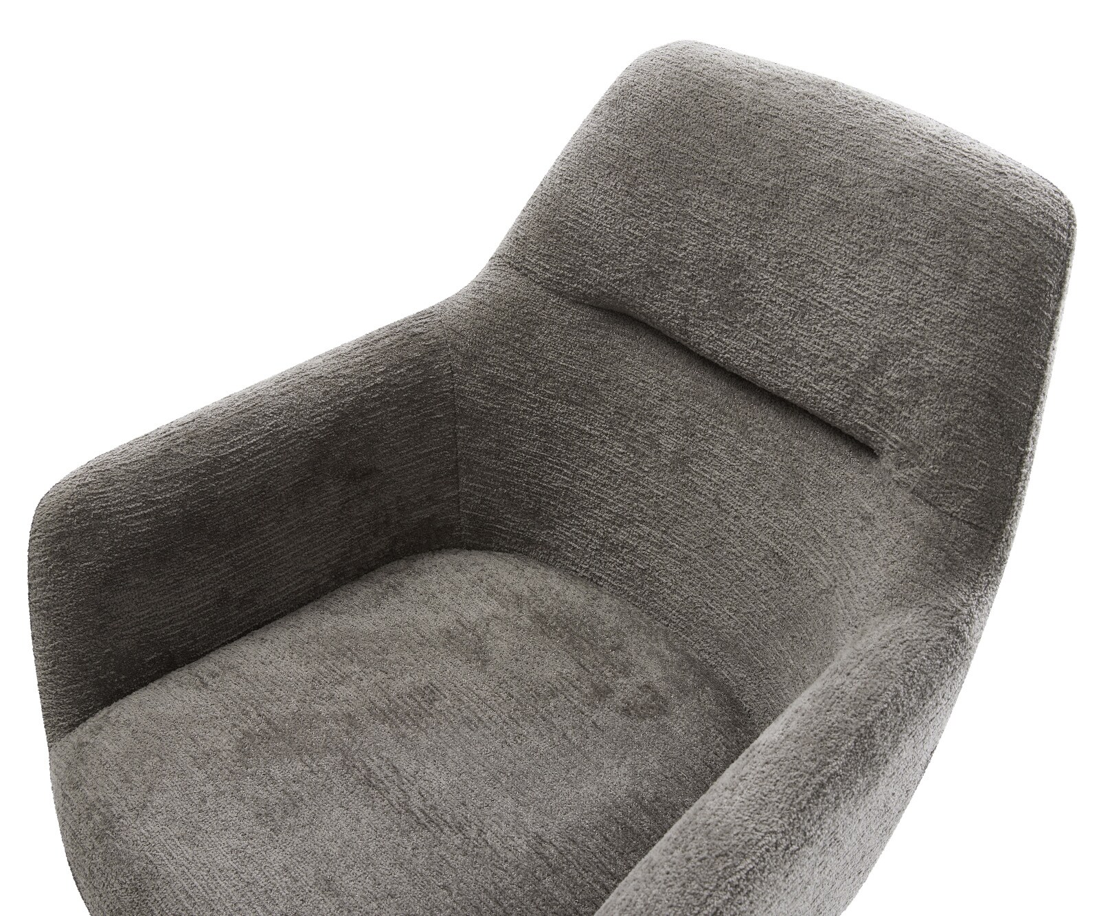 Chaise-pivotante Pejo-Flex bouclé doux couleur boue pied en bois angulaire naturel pivotement sur 180° resorts ensachés 3