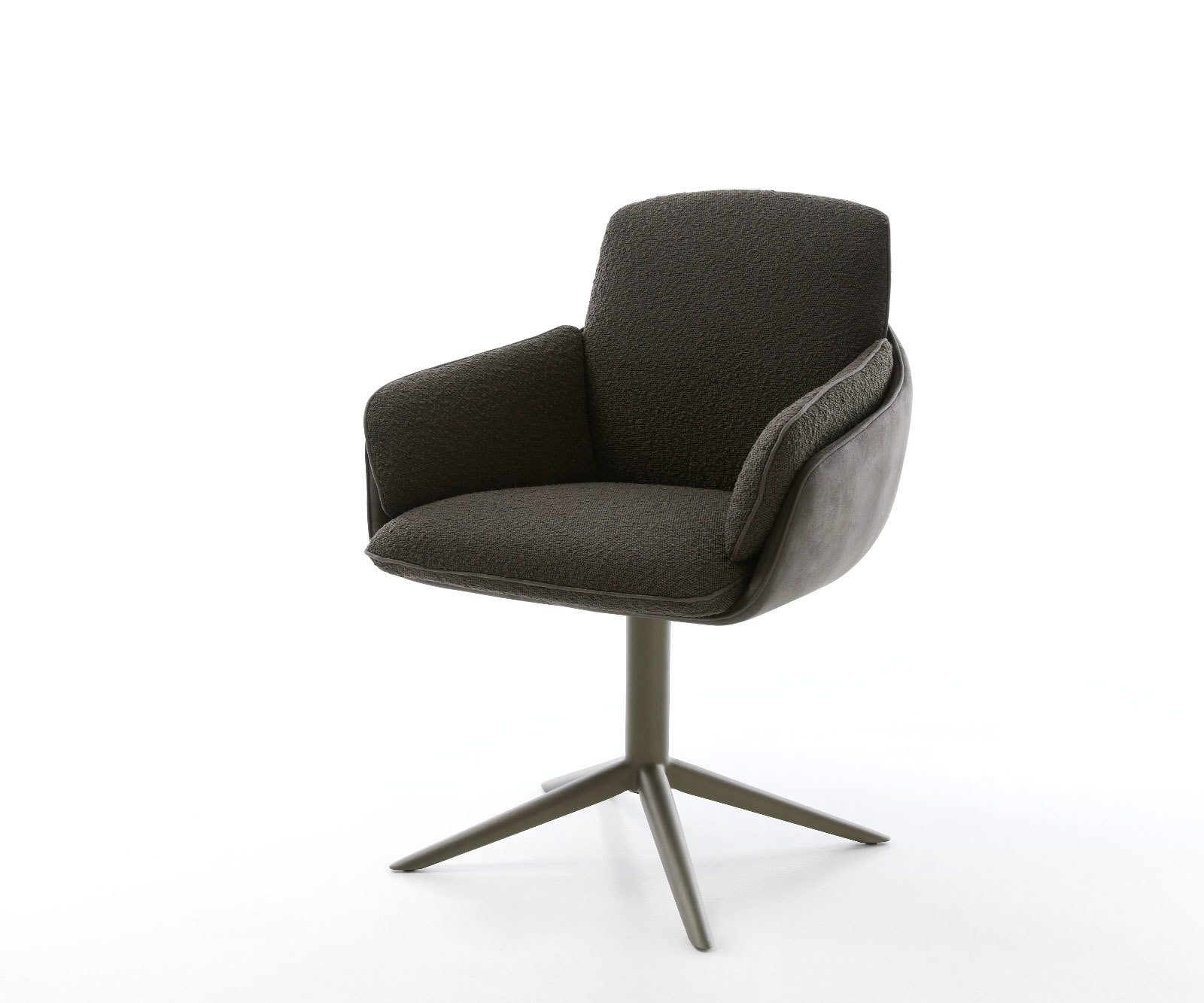 Chaise-pivotante Luan-Flex avec accoudoirs tissu mixte noir pied de chaise 4 branches aspect titane pivotement sur 360° fonction bascule Chaise-pivotante Luan-Flex avec accoudoirs tissu mixte noir pied de chaise 4 branches aspect titane pivotement sur 360° fonction bascule