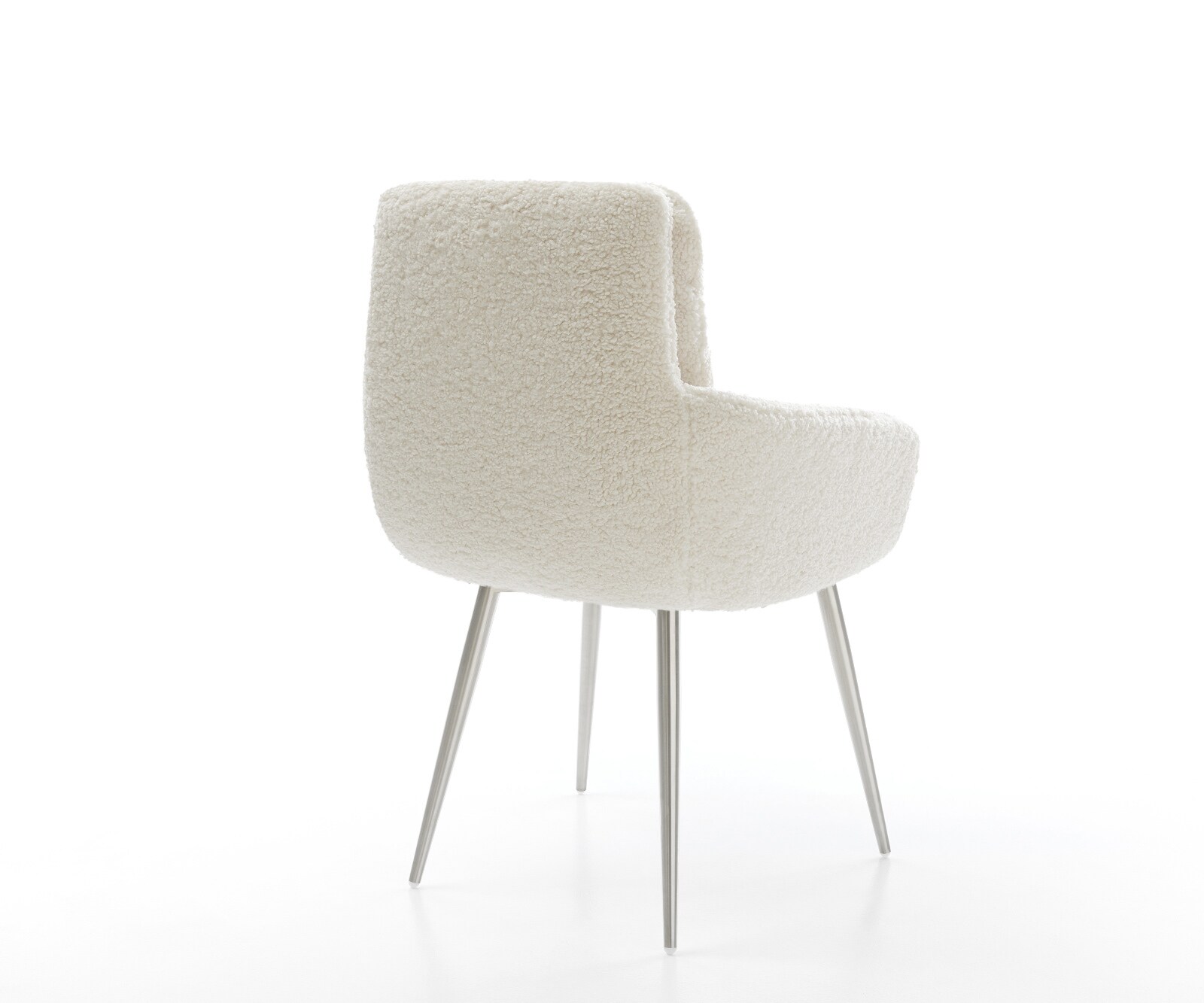 Chaise-de-salle-à-manger Abelia-Flex avec accoudoirs tissu teddy beige 4 pieds coniques acier inoxydable 5