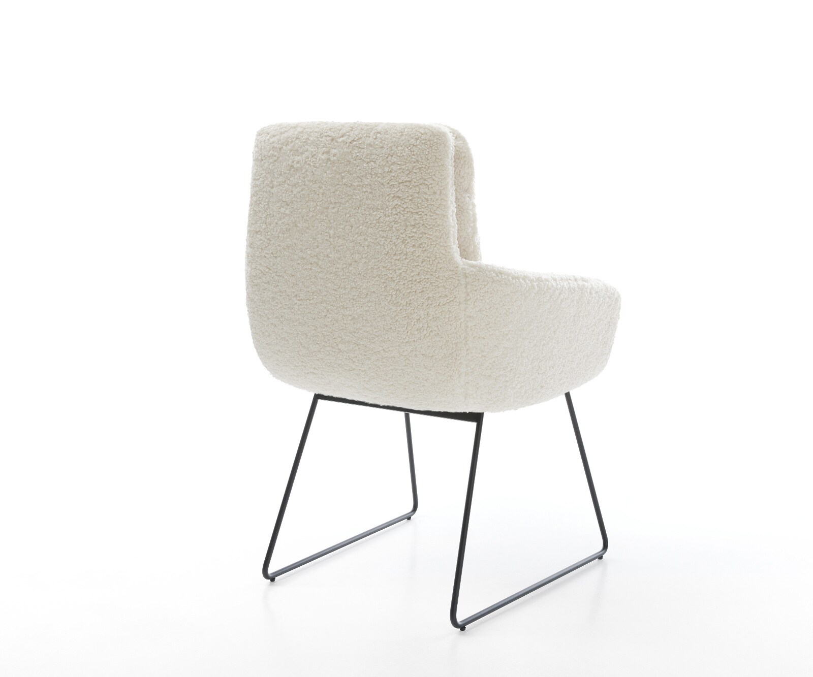 Chaise-de-salle-à-manger Abelia-Flex avec accoudoirs tissu teddy beige pied trapèze noir 4