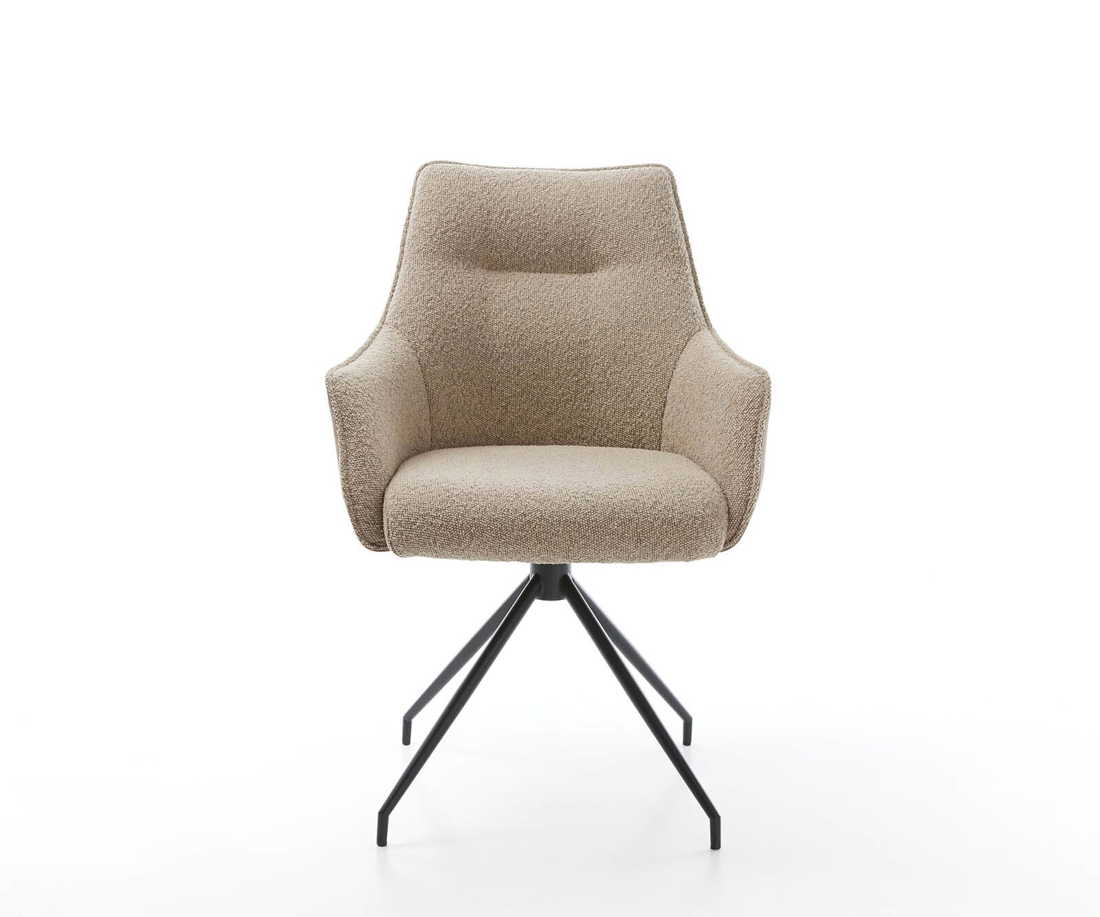 Chaise-pivotante Alja-Flex avec accoudoirs tissu mixte couleur boue pied croisé conique noir pivotement sur 180° ressorts ensachés 2