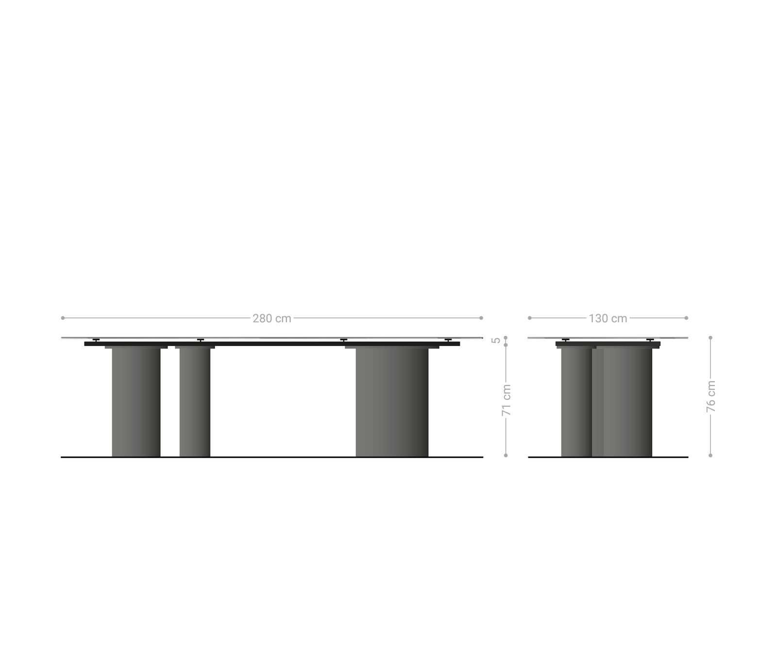 Table à manger Edge Oval 280x130 Céramique Minas Melange Blanc-Beige Troa Métal Effet Titane 8