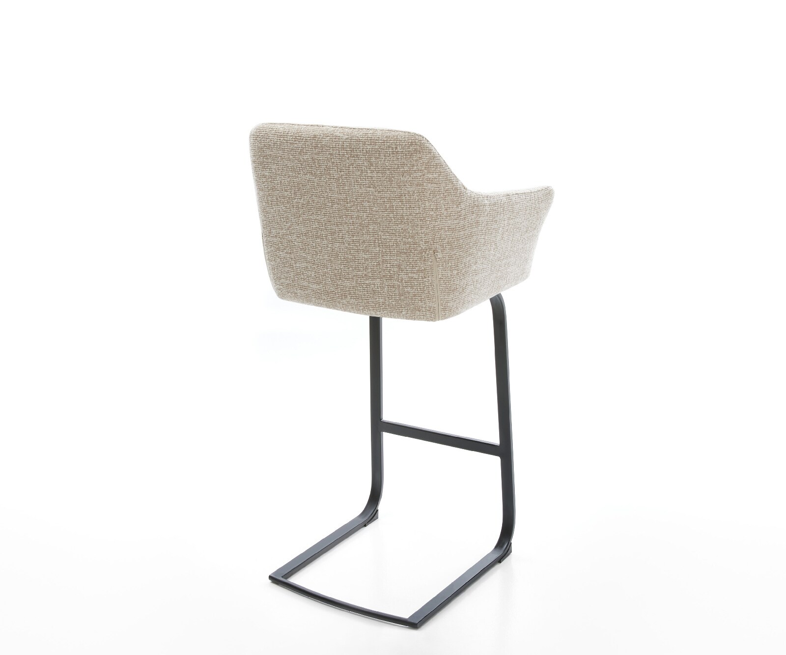 Chaise-de-bar Yulo-Flex Tissu tissé doux Beige Pied cantilever plat noir Noir 5