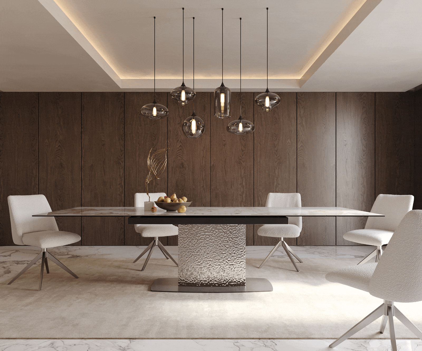 Table à manger Edge 200-300x100 céramique Minas mélange blanc-beige Wave acier inoxydable extensible 5 Table à manger Edge 200-300x100 céramique Minas mélange blanc-beige Wave acier inoxydable extensible 5