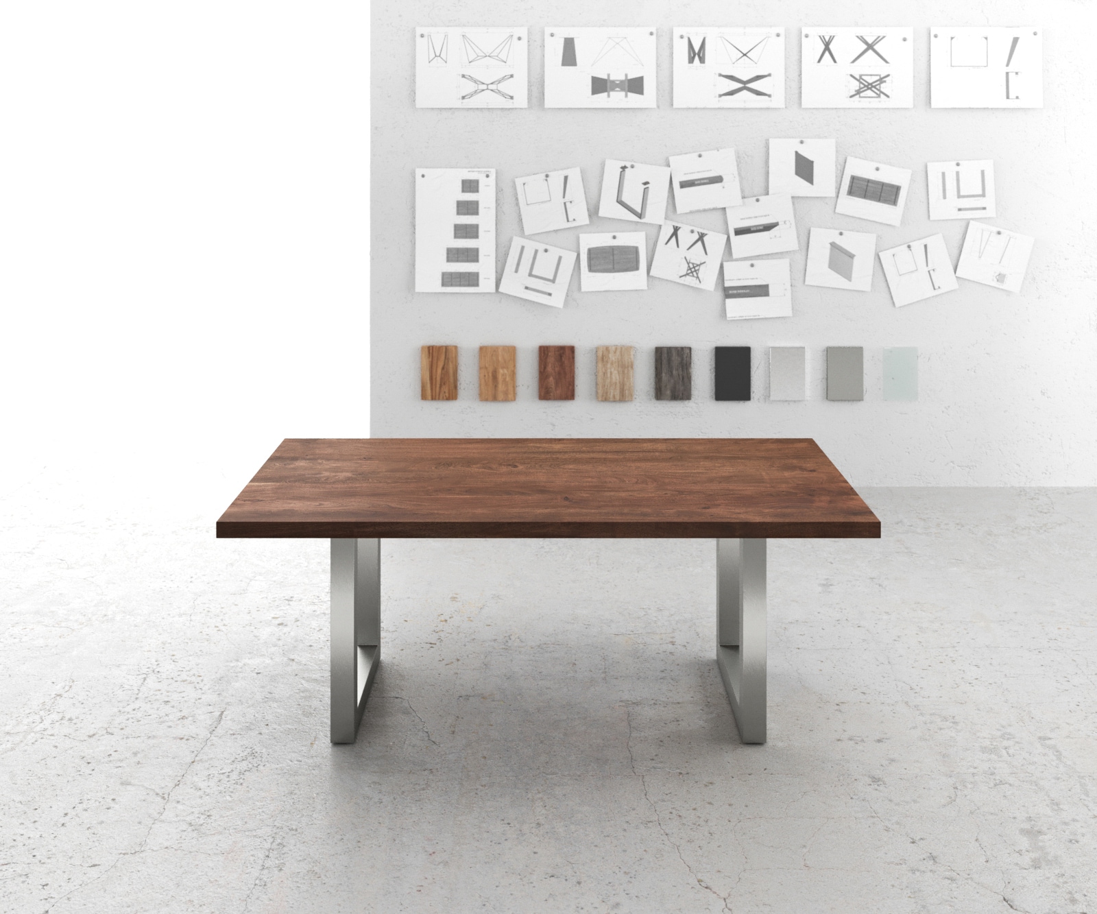 Table-à-manger Edge 200x100 XL acacia marron acier inoxydable large 1 Table-à-manger Edge 200x100 XL acacia marron acier inoxydable large 1