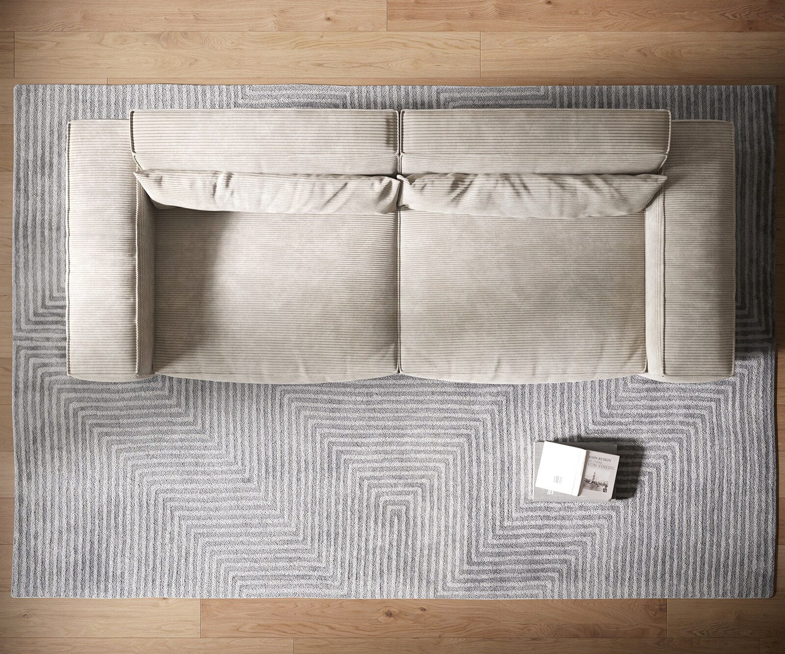 Grand Canapé Sirpio XL 270x130 cm Velours côtelé Beige 5
