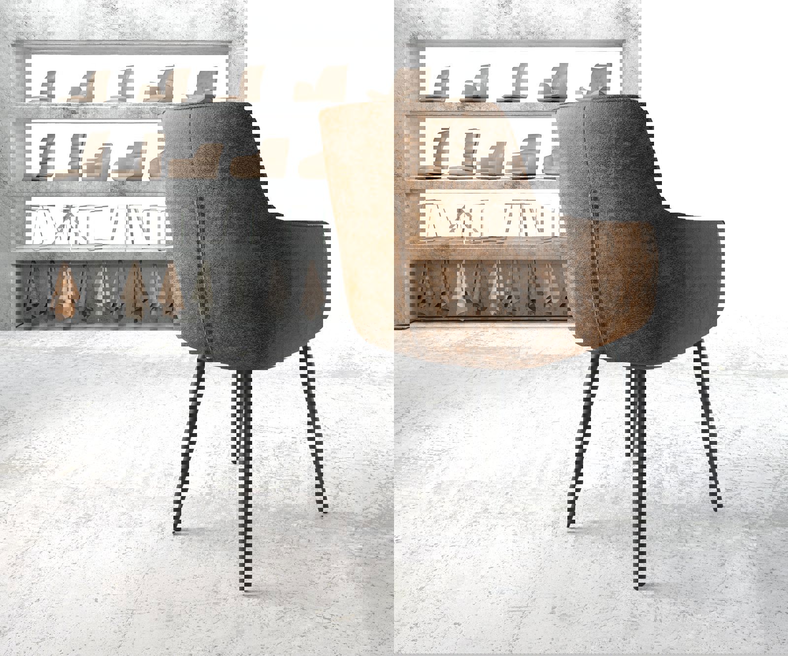 Fauteuil Pejo-Flex brun antique 4-pieds conique noir 3