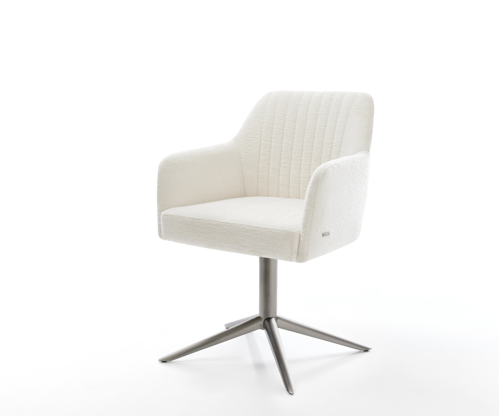 Chaise-pivotante Greg-Flex bouclé doux beige pied de chaise 4 branches grafiete pivotement sur 360° fonction bascule resorts ensachés 1