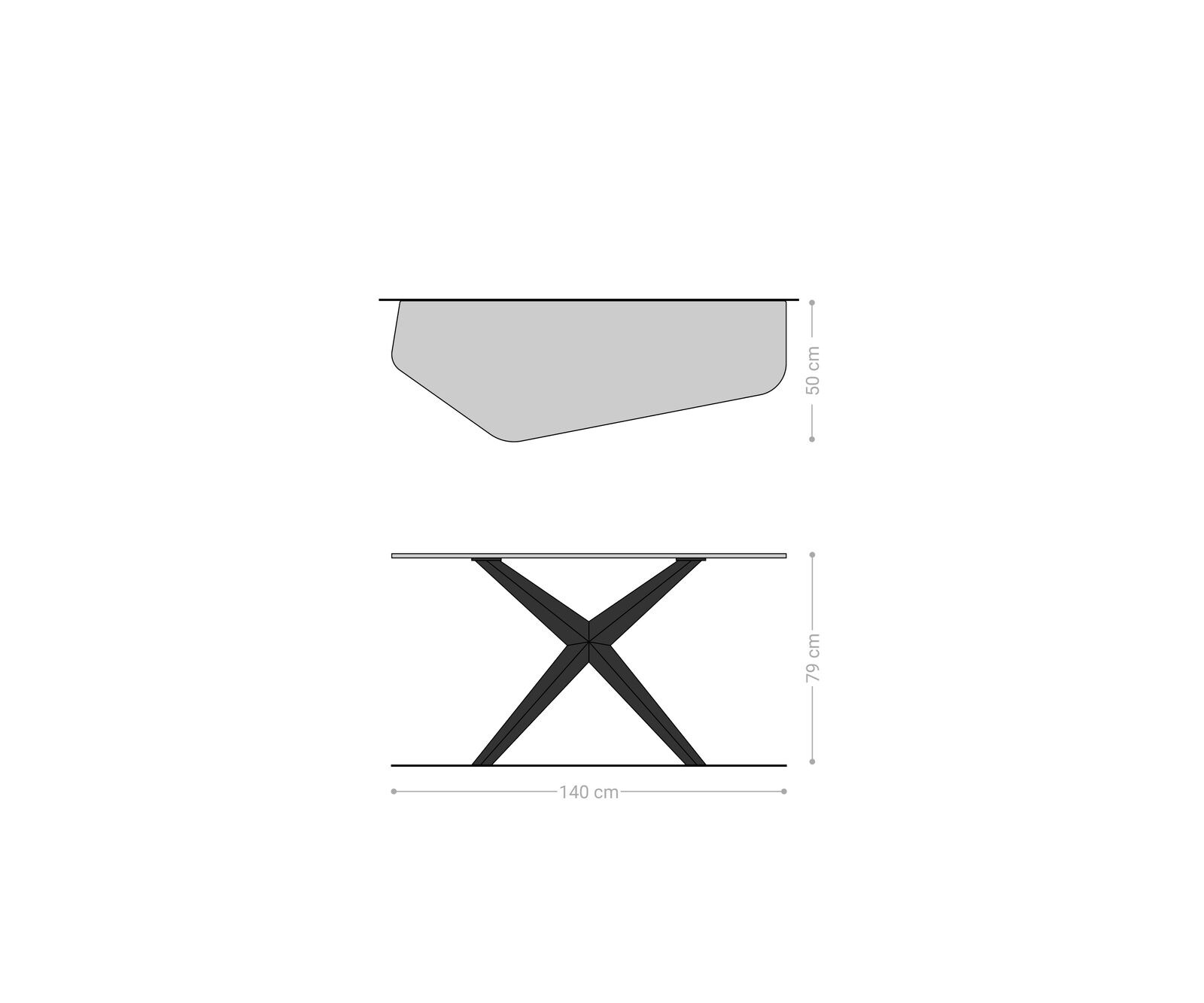 Console Edge Polygonal 140x50 cm Céramique Emperador Extra Lucidato Dunkelbraun Zentharo Métal Effektfinish Titan 8