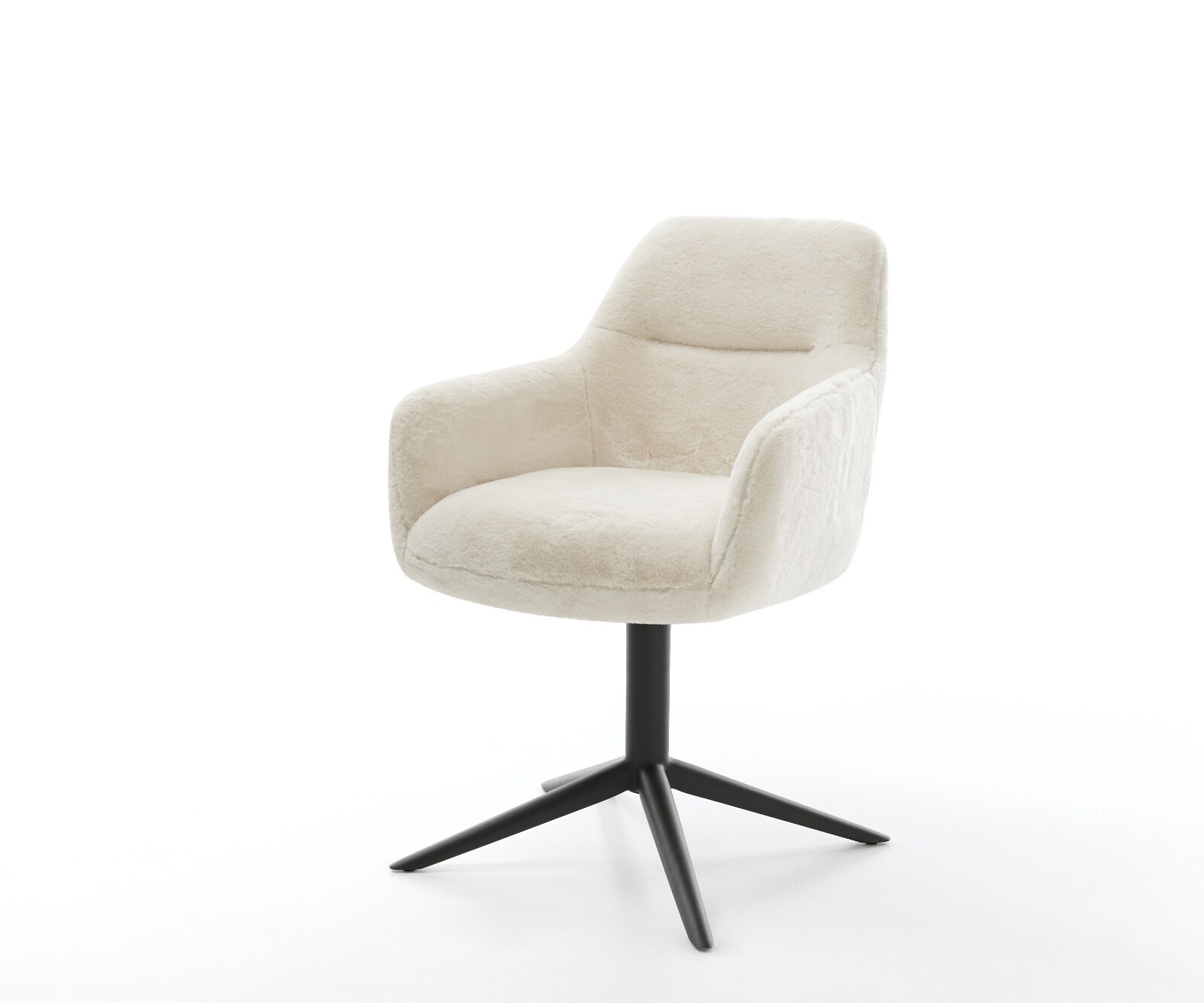 Chaise-pivotante Pejo-Flex peluche crème-blanc pied de chaise 4 branches noir pivotement sur 360° fonction bascule resorts ensachés