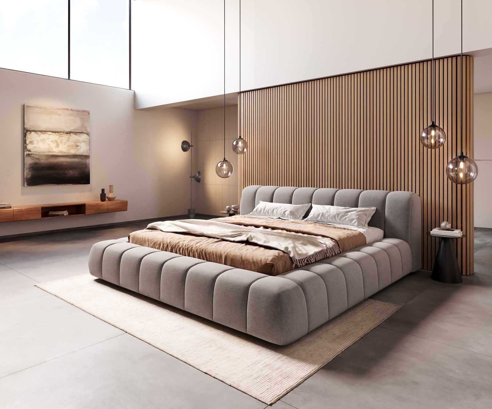 Sommier-rembourré Cutio 180x200 cm microfibre gris Sommier-rembourré Cutio 180x200 cm microfibre gris