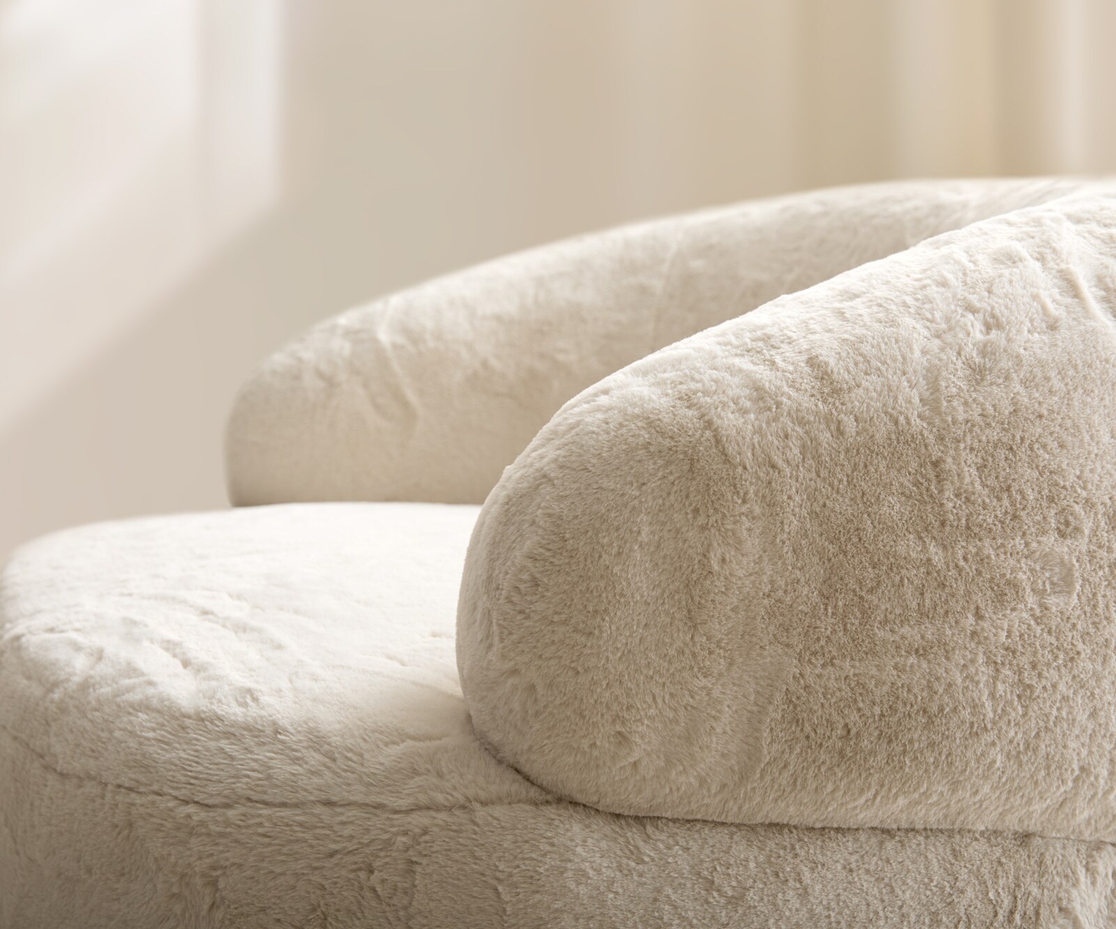 Fauteuil-Lounge  Nova 88 x 88 cm, peluche blanc crème 4