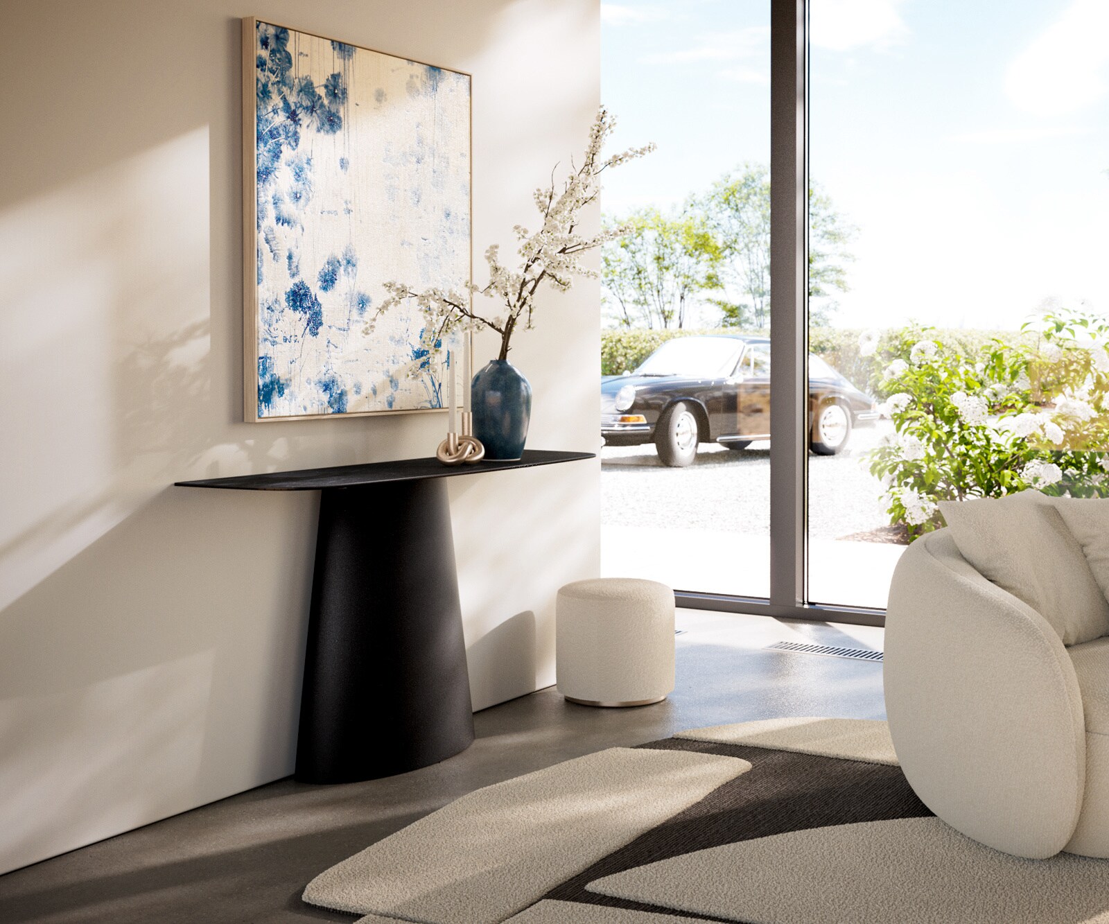 Console Edge forme bateau 140x40 cm Céramique Laminam® Nero Greco Anthrazit Conos Métal Noir 7