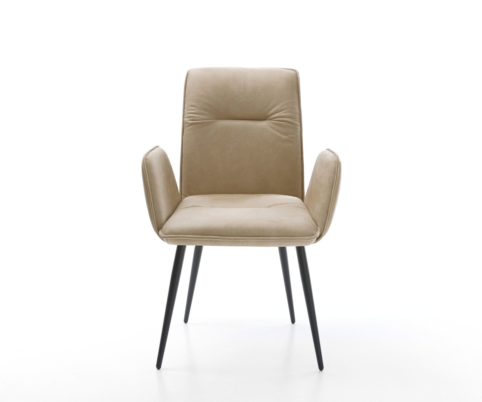 Chaise-de-salle-à-manger Vinja-Flex microvelours beige vintage 4 pieds coniques noir 2