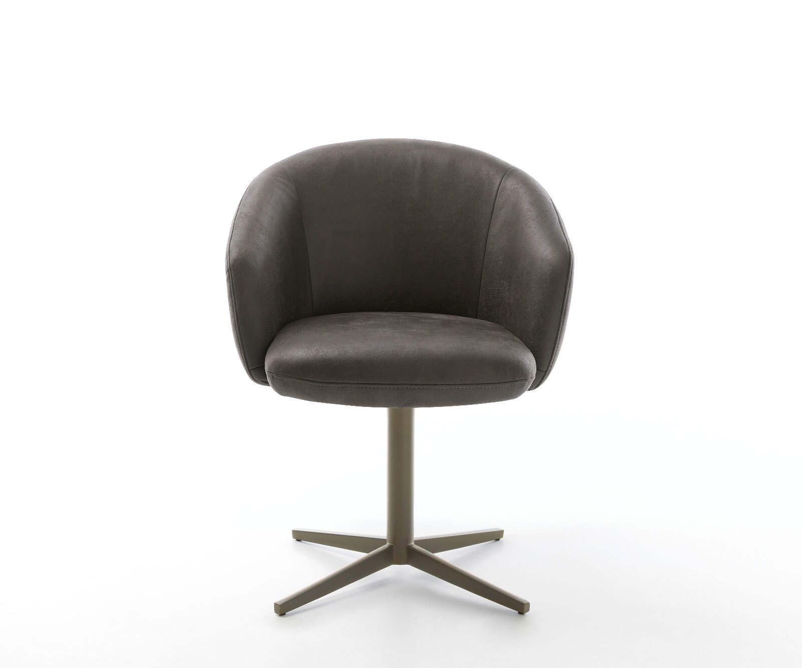 Chaise-pivotante Caja-Flex avec accoudoirs microvelours anthracite vintage pied de chaise 4 branches aspect titane pivotement sur 360° ressorts ensachés 2