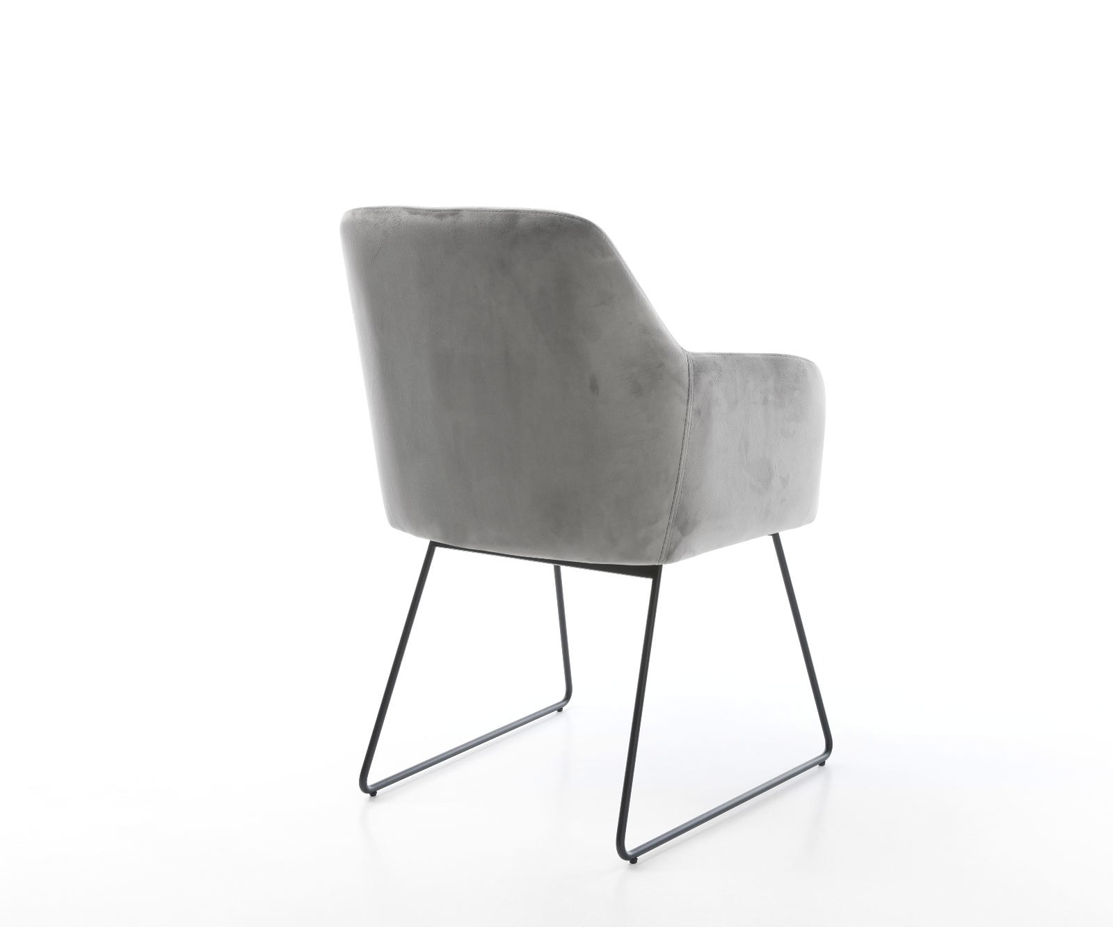 Chaise-de-salle-à-manger Greg-Flex velours gris pied trapèze noir ressorts ensachés 4 Chaise-de-salle-à-manger Greg-Flex velours gris pied trapèze noir ressorts ensachés 4