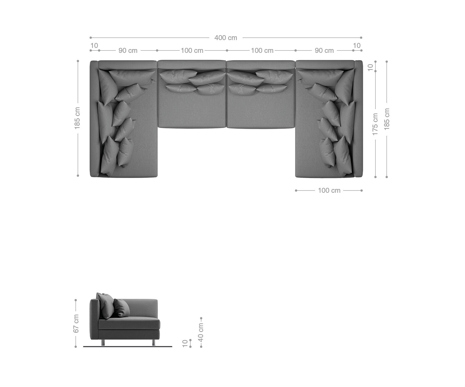 Canapé-Panoramique Clovis XL noir canapé modulable extensible 6