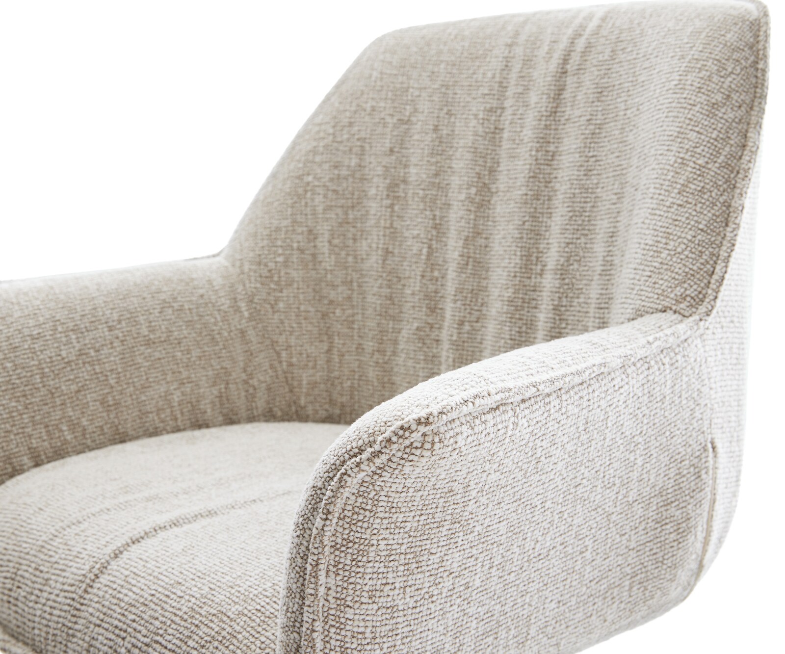 Chaise-de-salle-à-manger Keila-Flex avec accoudoirs tissu tissé doux beige 4 pieds coniques noir 3