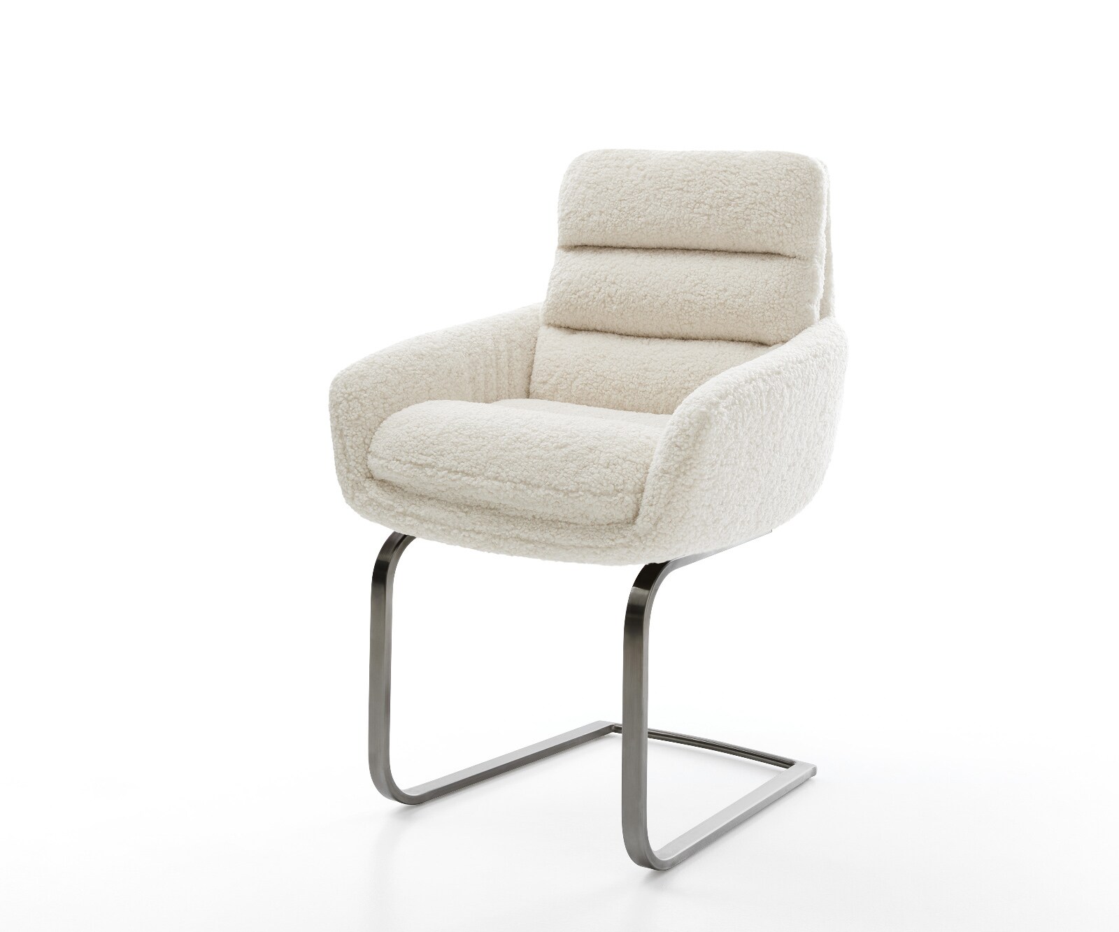 Cantilever Abelia-Flex avec accoudoirs tissu teddy beige pied cantilever plat grafiete 1