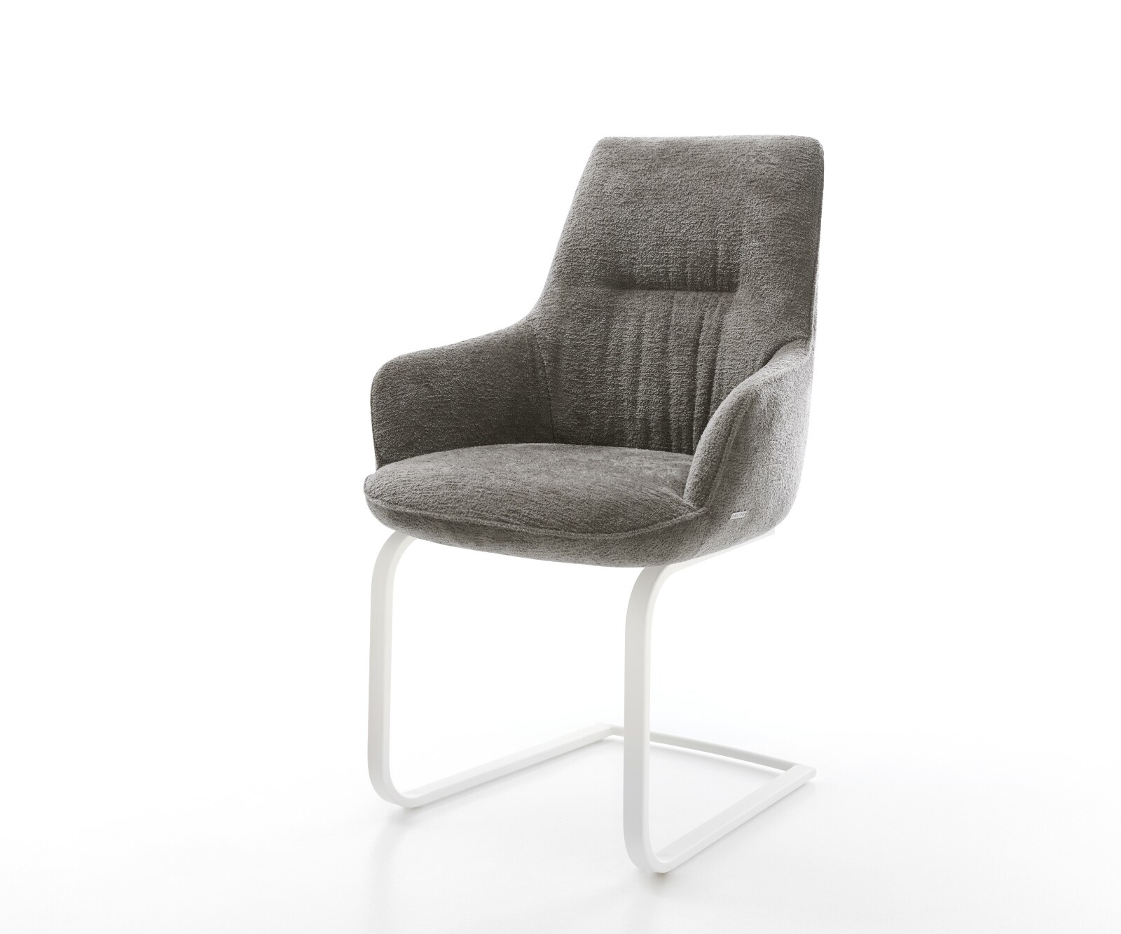 Cantilever Zelia-Flex avec accoudoirs bouclé doux boue pied cantilever plat aspect titane ressorts ensachés 1