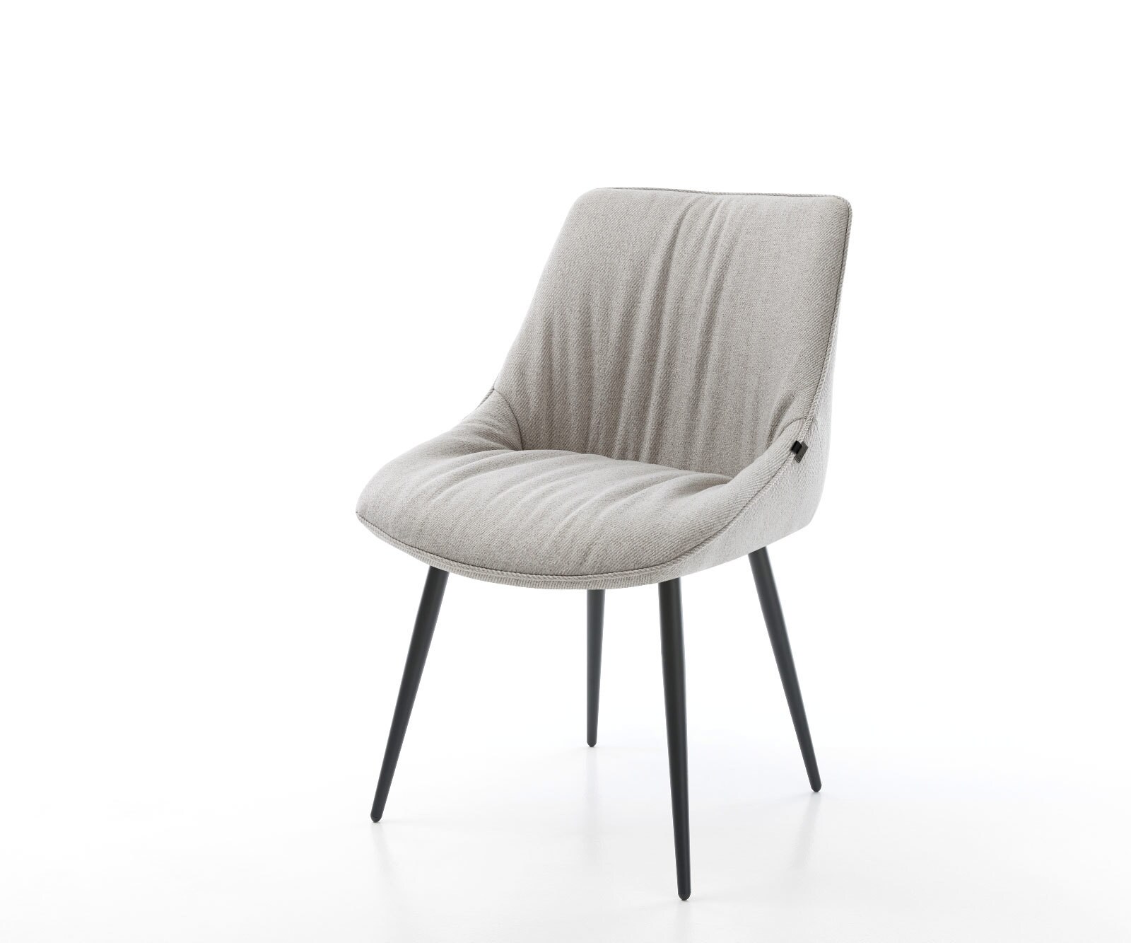 Chaise-de-salle-à-manger Elda-Flex rayures gris clair 4 pieds coniques noir