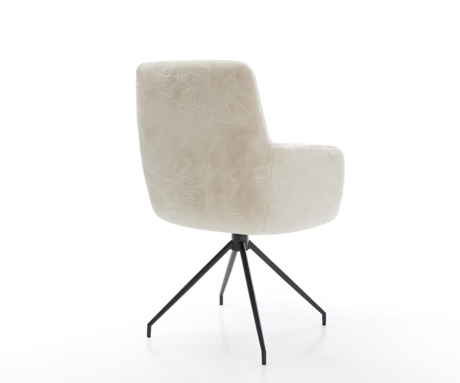 Chaise-de-salle-à-manger Heira-Flex avec accoudoirs peluche crème-blanc pied croisé conique noir resorts ensachés 5