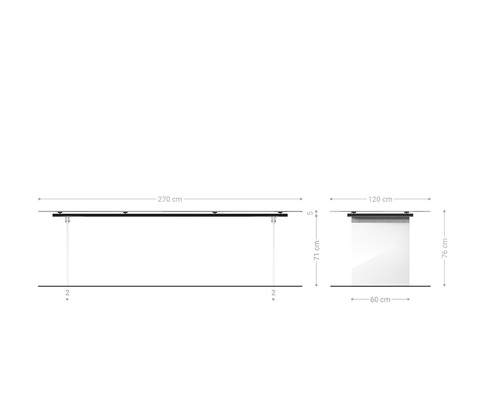 Table à manger Edge Boot 270x120 cm Céramique Iris FMG Onice Grigio piètement en verre 8